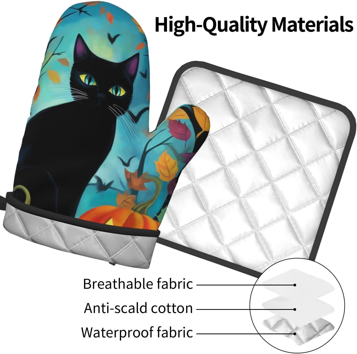 Mantaiyuan Black Cat Halloween Oven Mitt The Ghost That Stays Warm