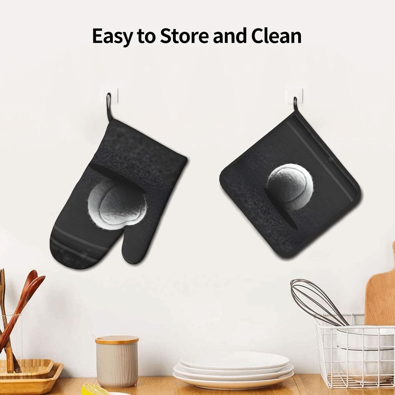 Baseball Print Oven Mitts Set
