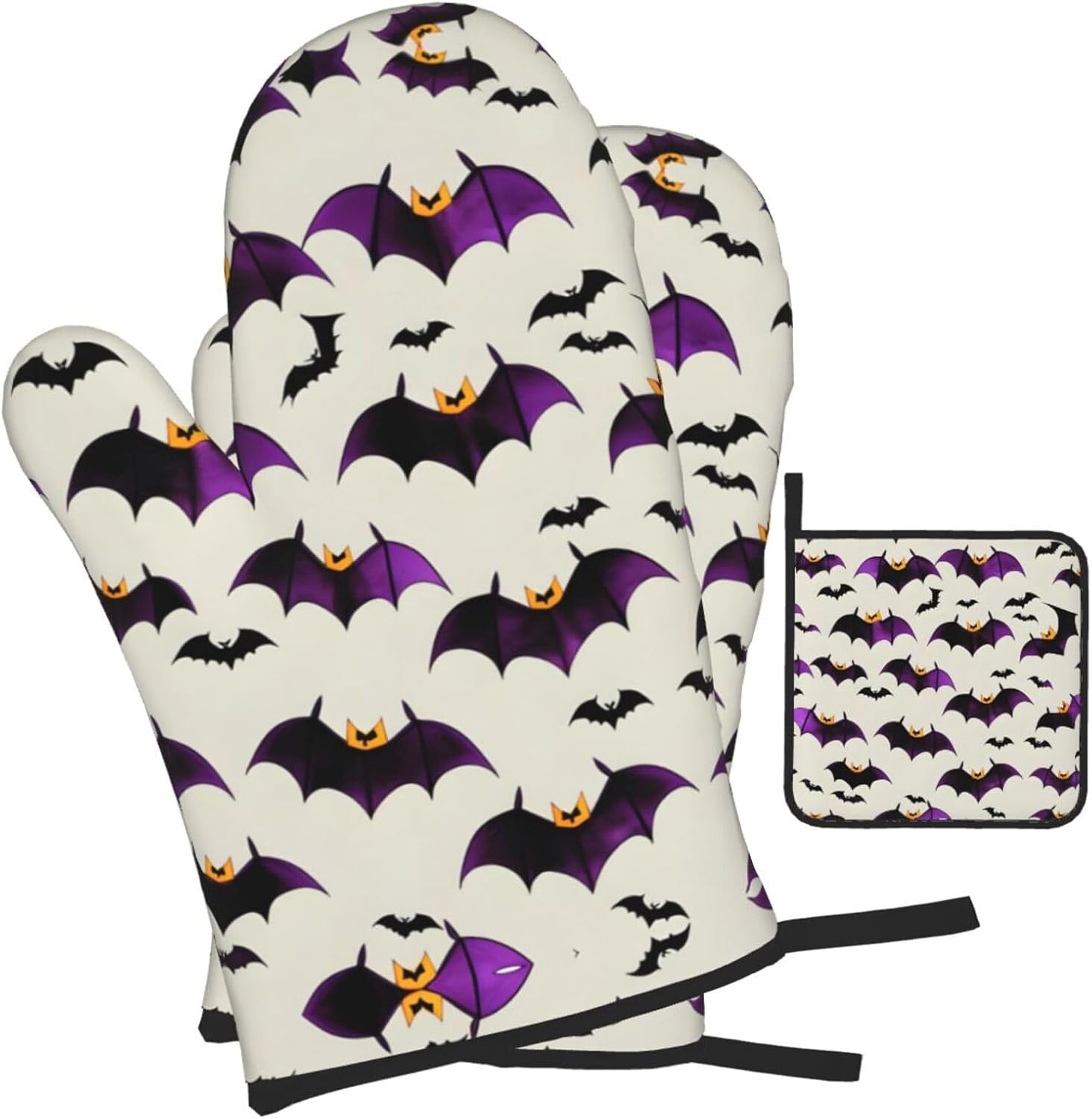 Halloween Flying Bat Oven Mitts And Pot Holders
