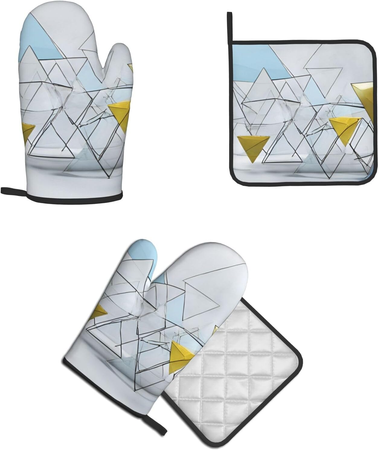 Quopvn Abstract Geometric Pattern Oven Mitts 2pcs Set