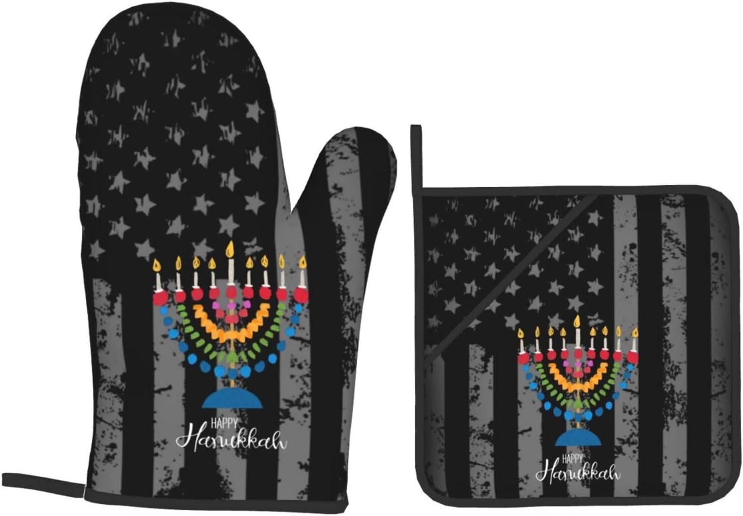 Rqwaaed Happy Hanukkah 2023 Oven Mitts and Pot Holders Set 4PCS