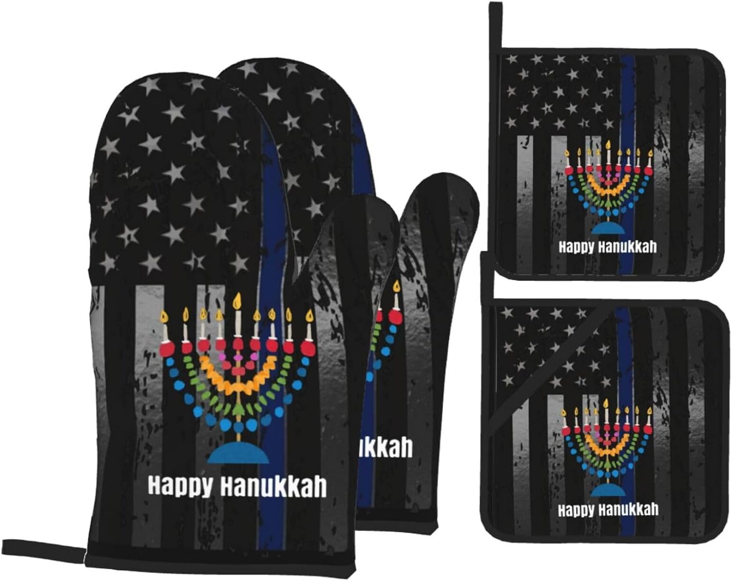 Happy Hanukkah Premium Oven Mitts Set Best
