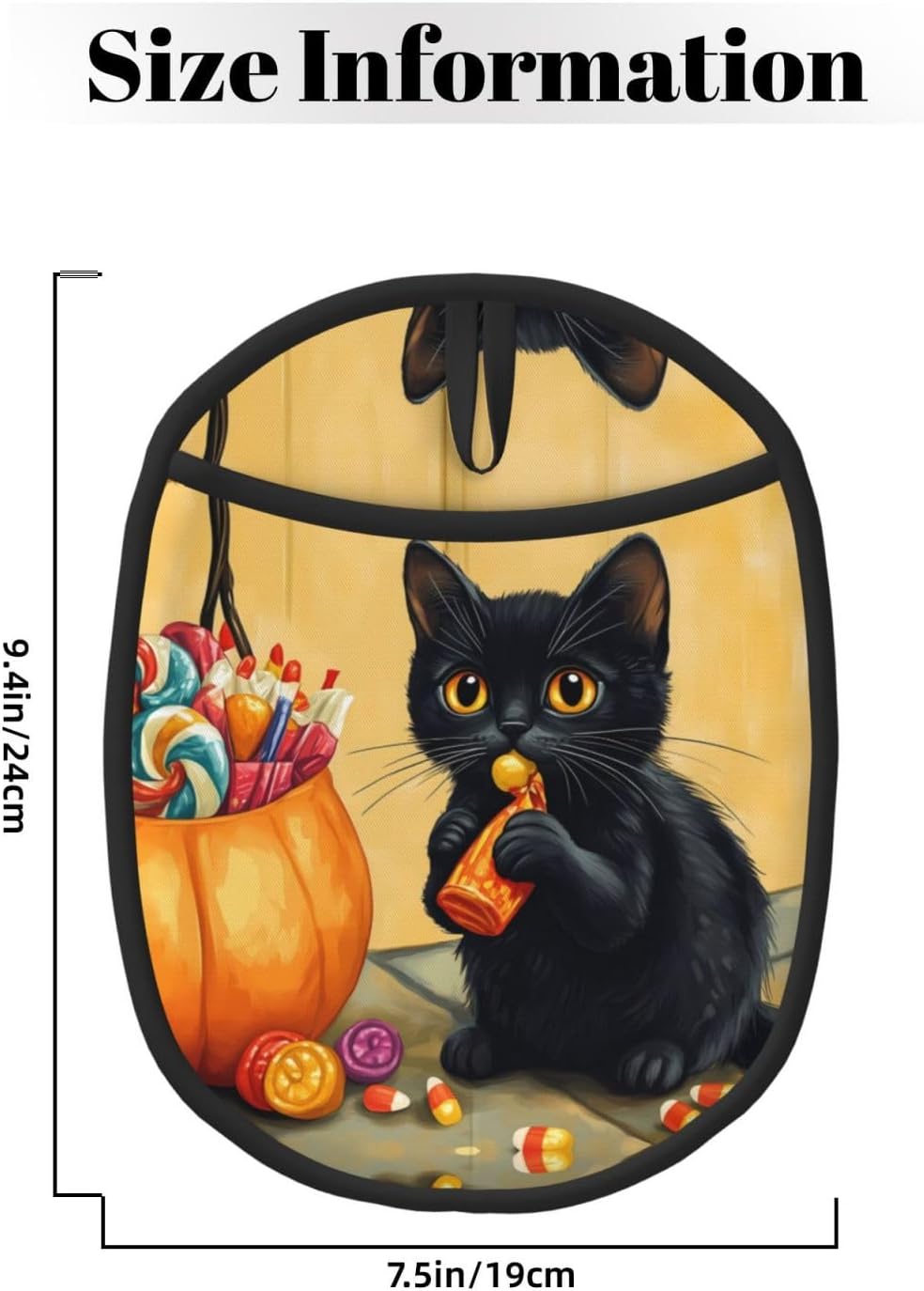 Halloween Cute Black Cat Pot Holder Heat-Resistant Oven Mitt for Kitchen