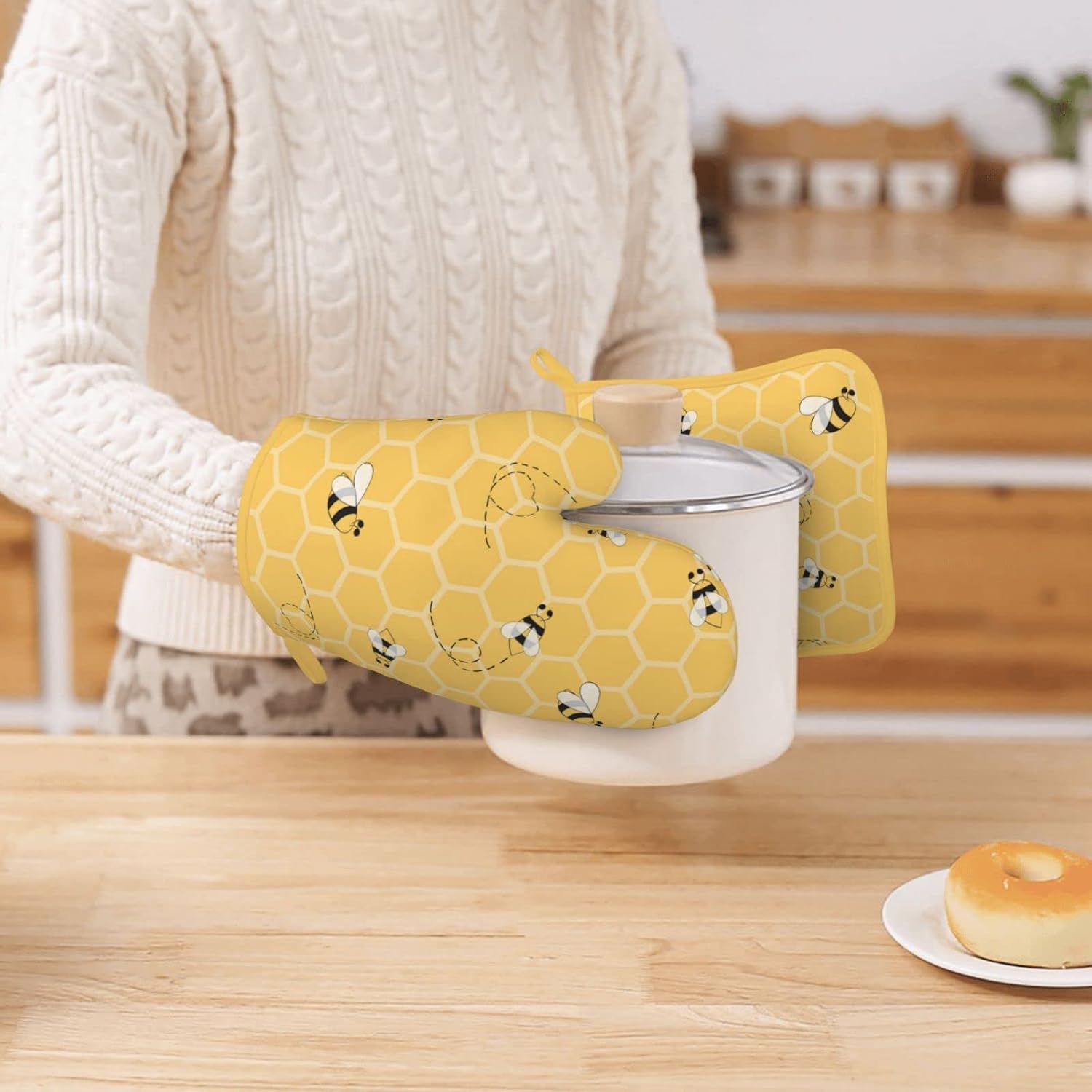 Oven Mitts Potholders Set Heat Resistant Silicone Glove
