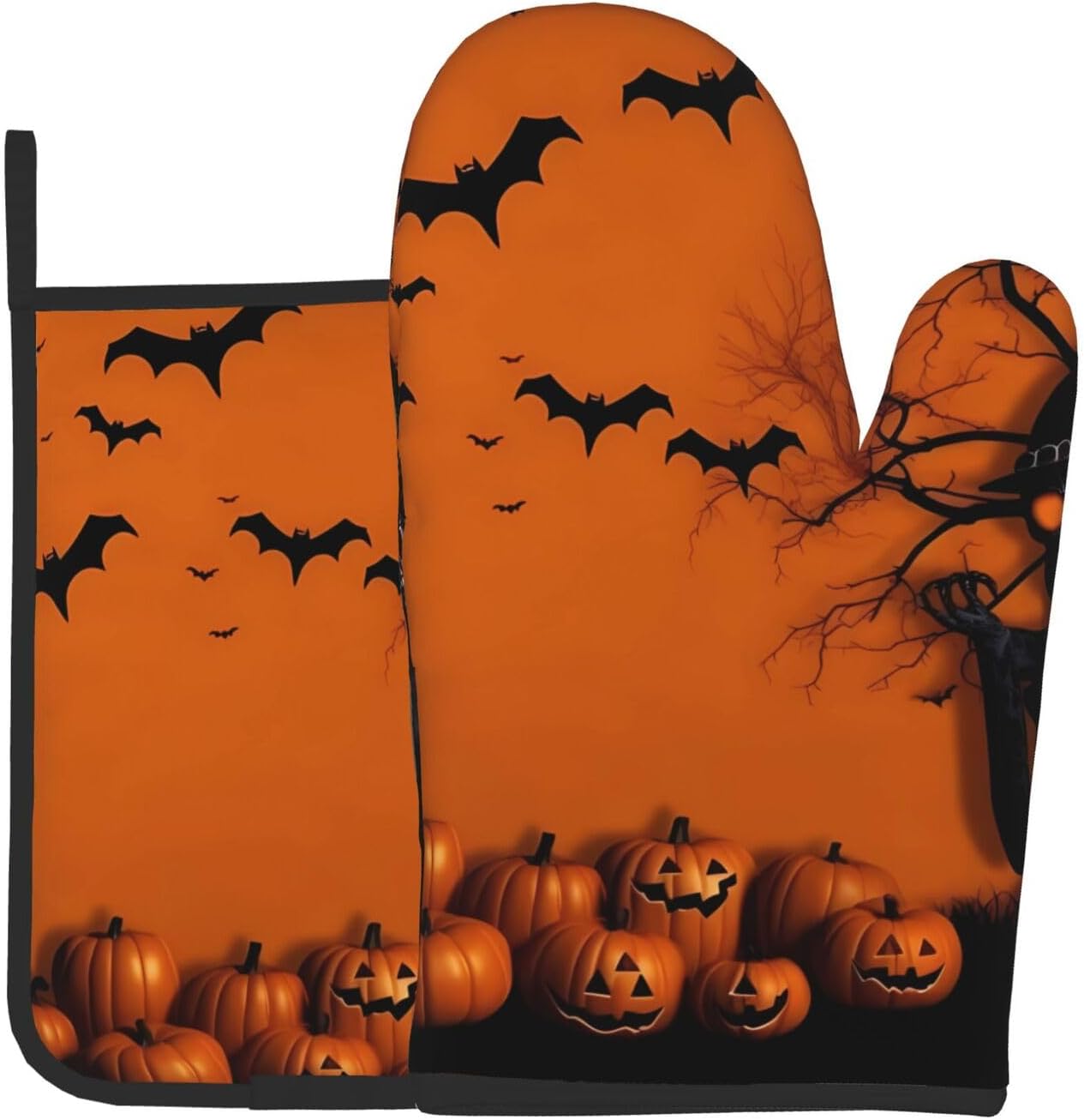 Orange Halloween Oven Mitts Set of 2