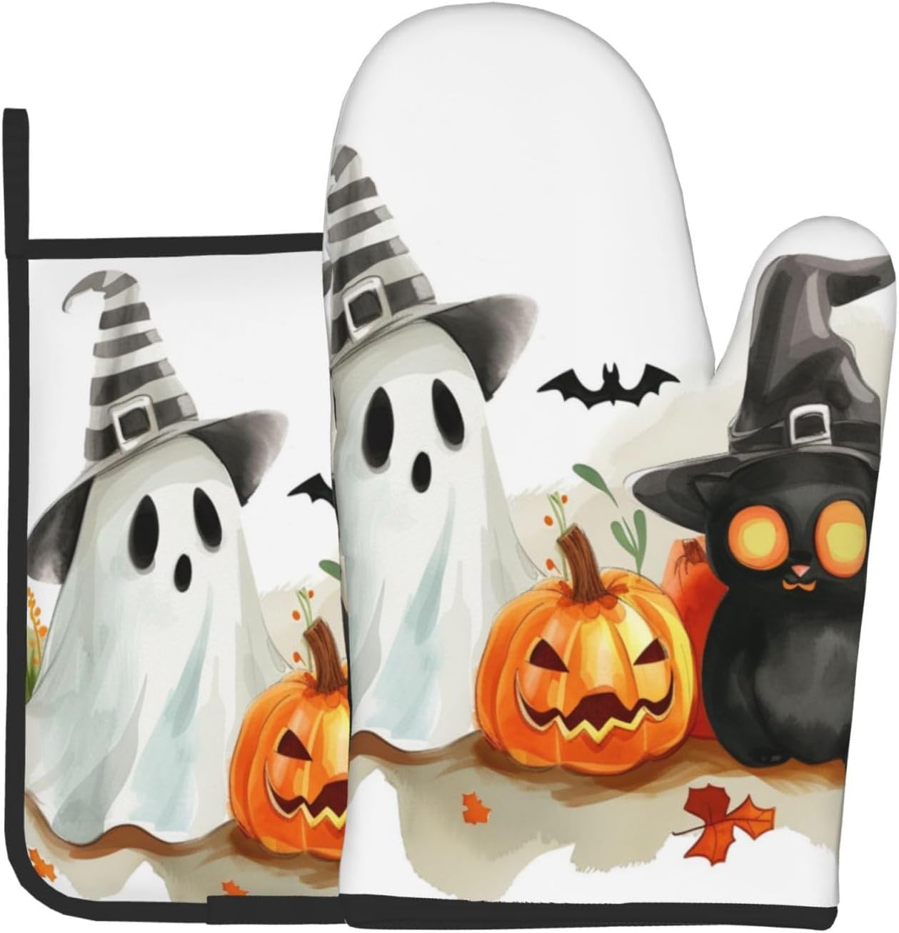 Cute Halloween Ghost Oven Mitts Set
