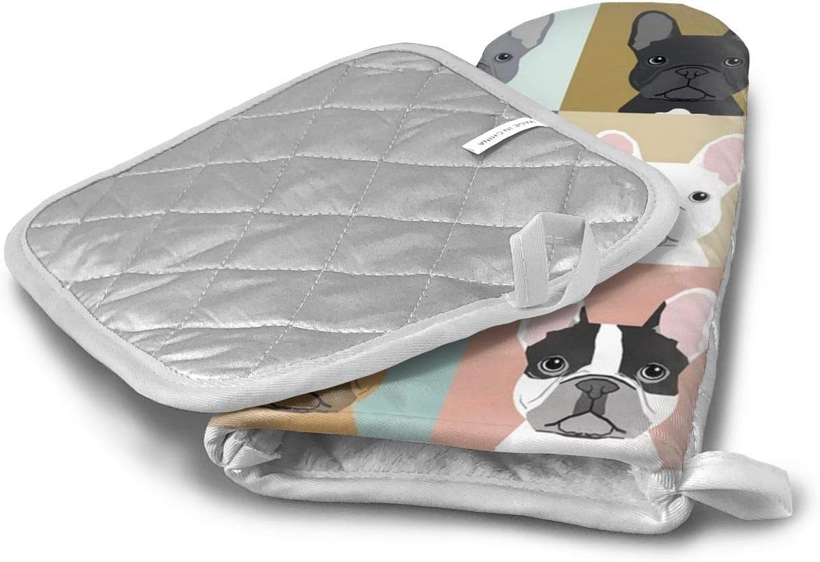 French Bulldogs Oven Mitts Pot Holders Set 2 Piece