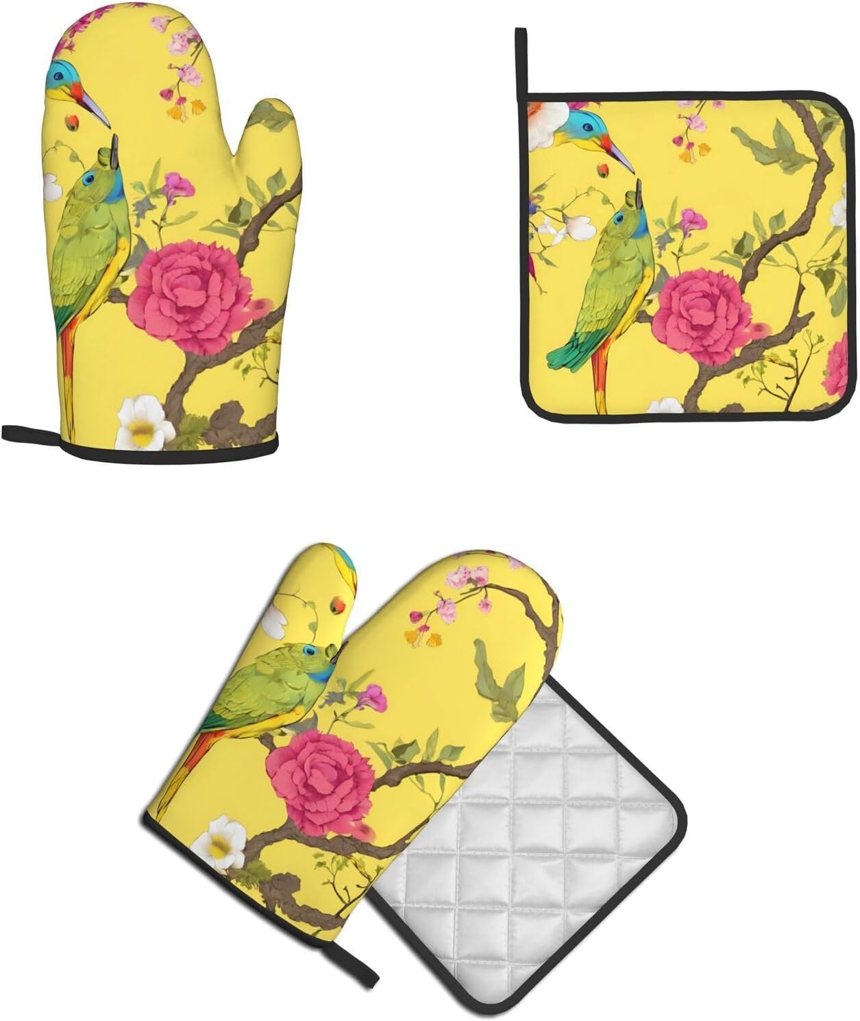 Floral Oven Mitts Set