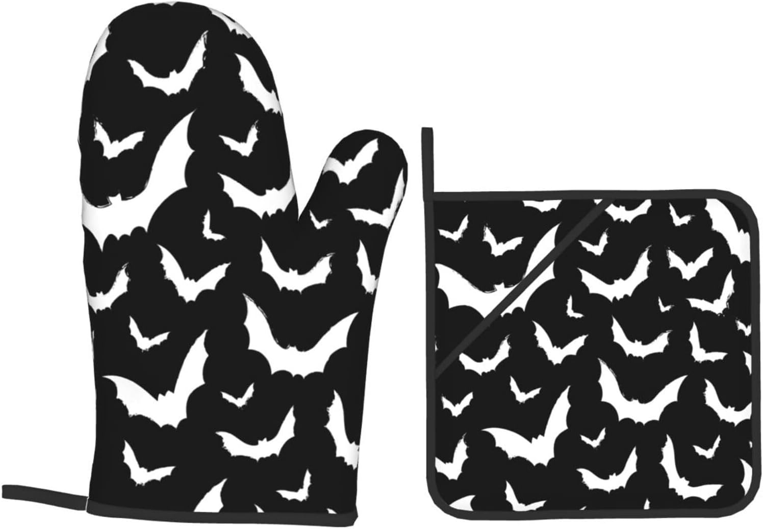Oven Mitts Pot Holder Set Halloween Cute Bats Heat Resistant Pvc
