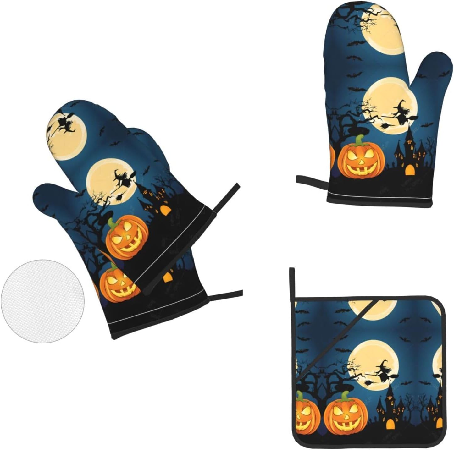 Pumpkin Halloween Oven Mitts and Pot Holder Sets for Cooking Baking
