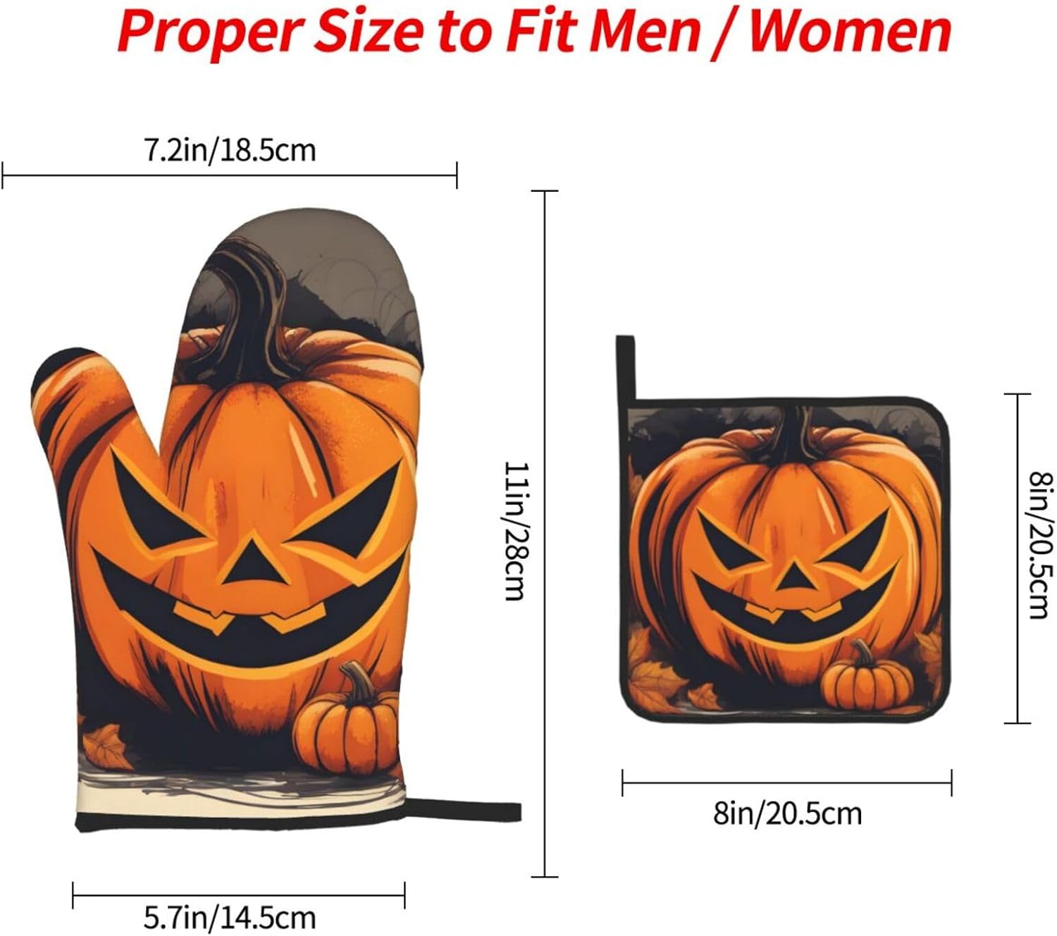 YYHHAOFA Kitchen Baking Set of 3 with Pumpkin Halloween Prints