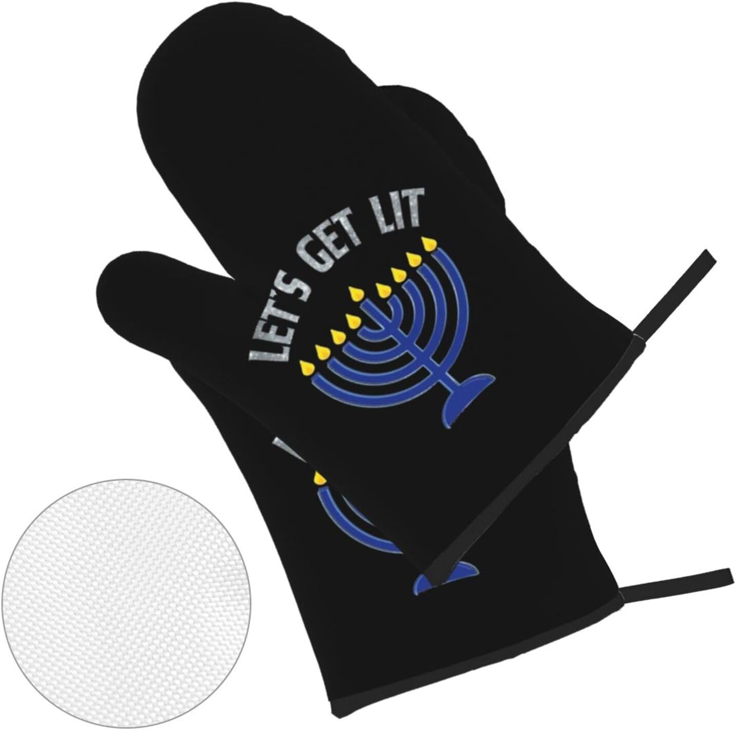 Happy Hanukkah Oven Mitts and Pot Holders 4-Piece Set