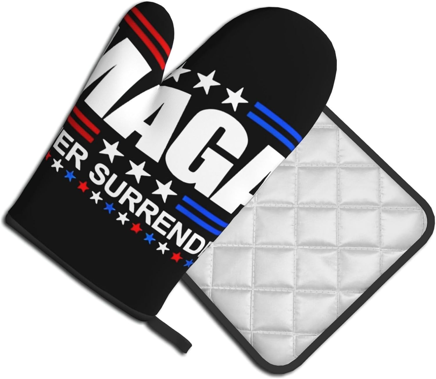 Mraefoa Trump 2024 MAGA Never Surrender Heat-Resistant Oven Mitts Pot Holders Set