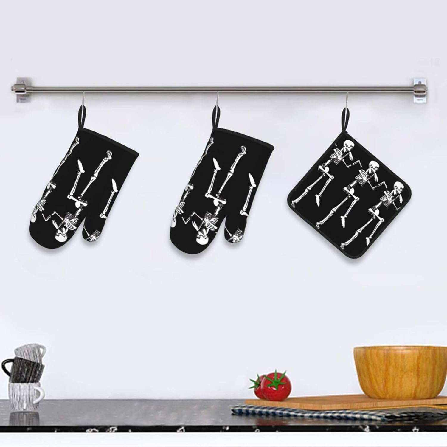 XULLZH Halloween Skeleton Pot Holder Set