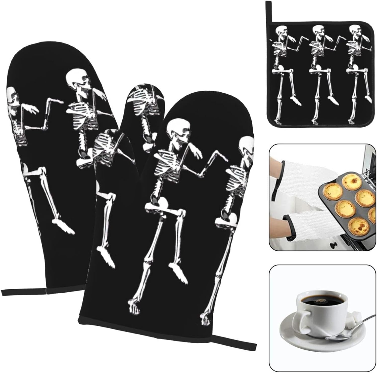 XULLZH Halloween Skeleton Pot Holder Set