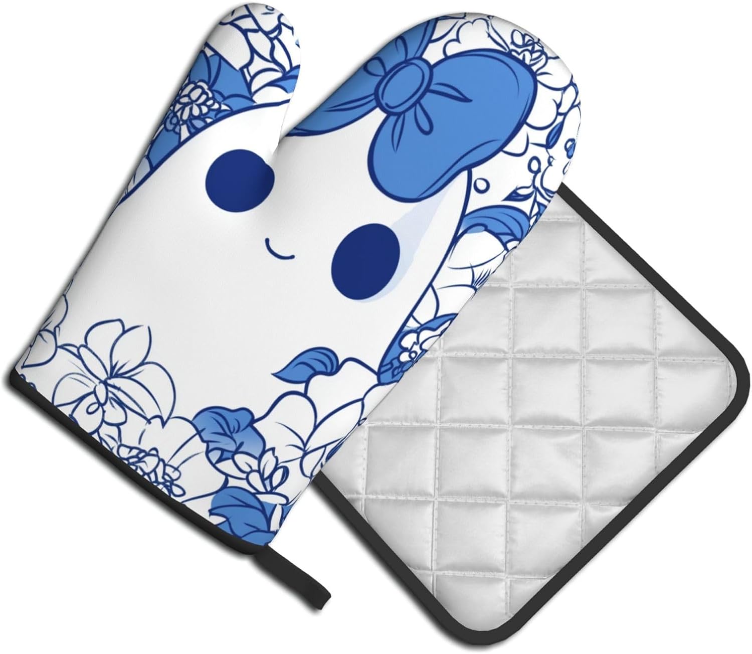 Halloween Specialty - Ghost Oven Mitts with Bow Pot Holders Set