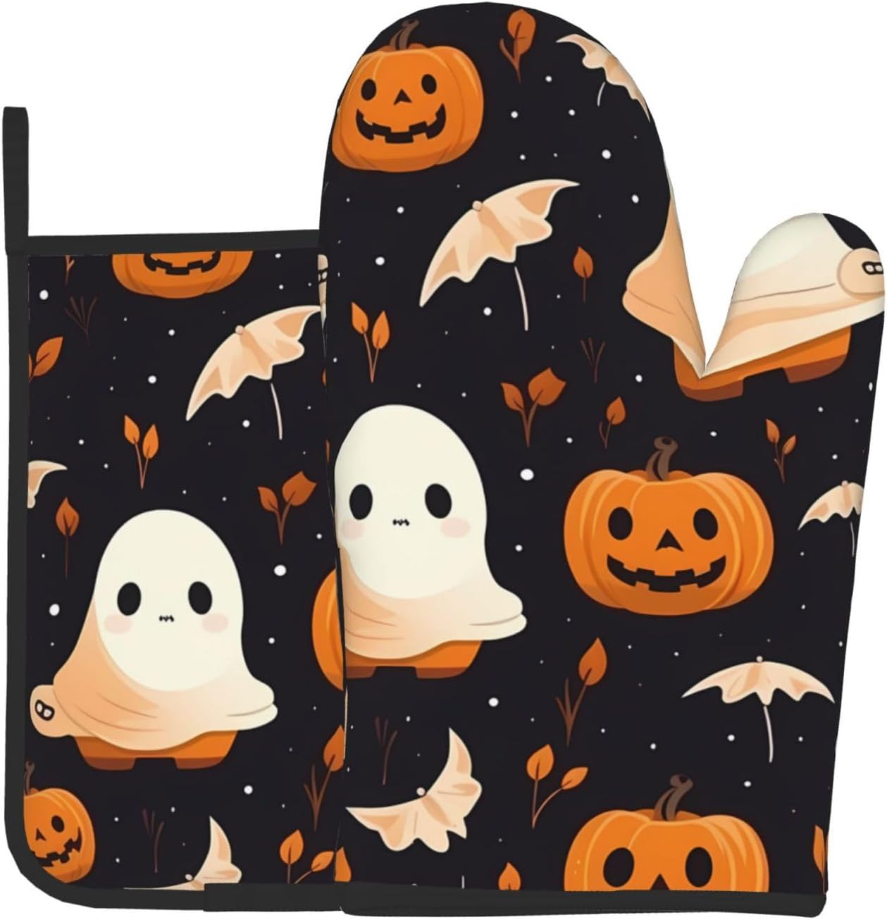 Premium Halloween Oven Mitts and Pot Holders Set for Baking BBQ