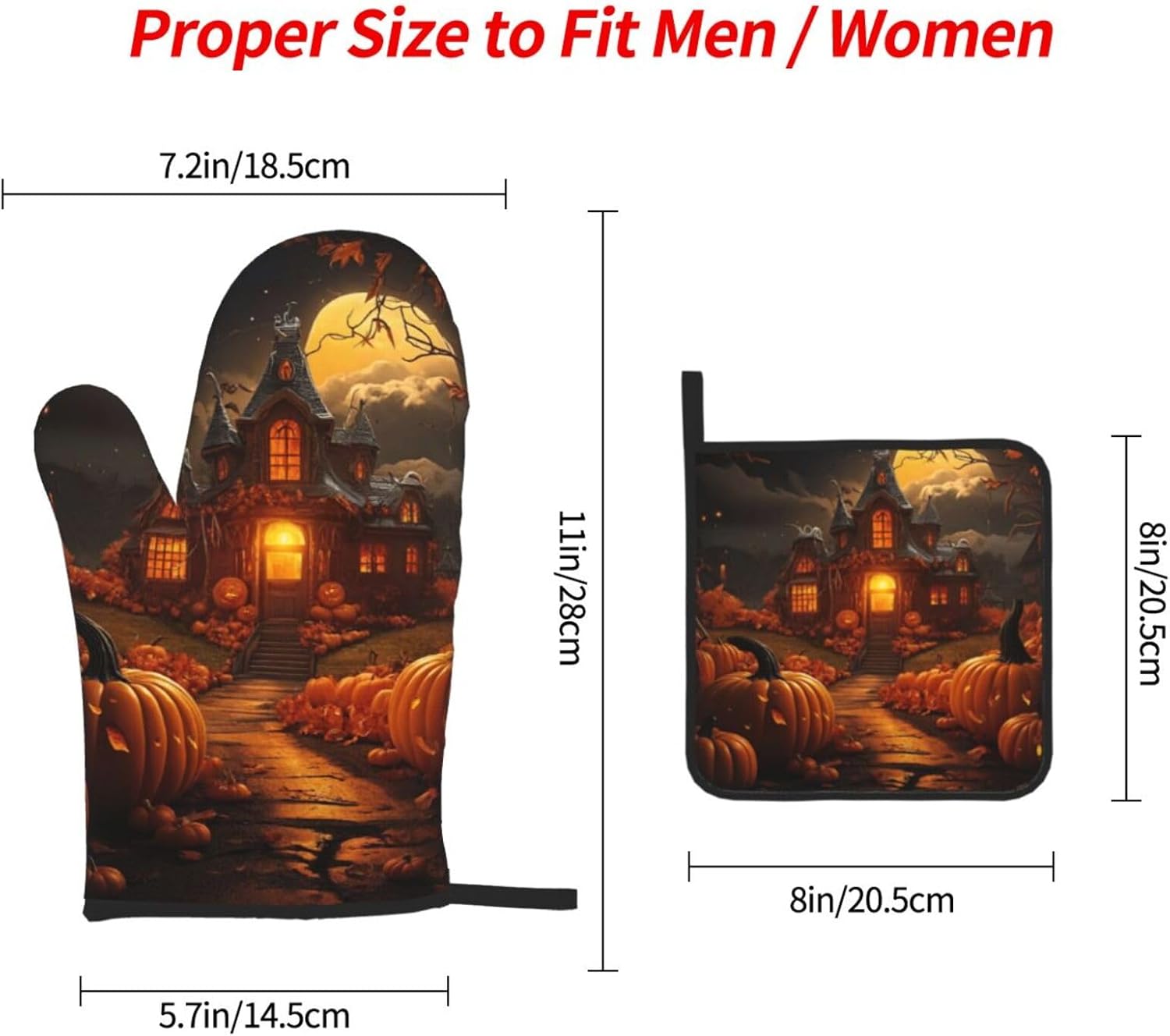 Pumpkin Halloween Oven Mitts Set of 3 for Cooking Baking