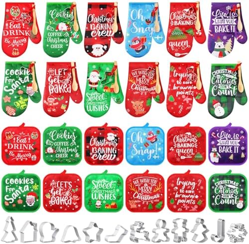 48 Piece Christmas Oven Mitt Set for Baking Lovers