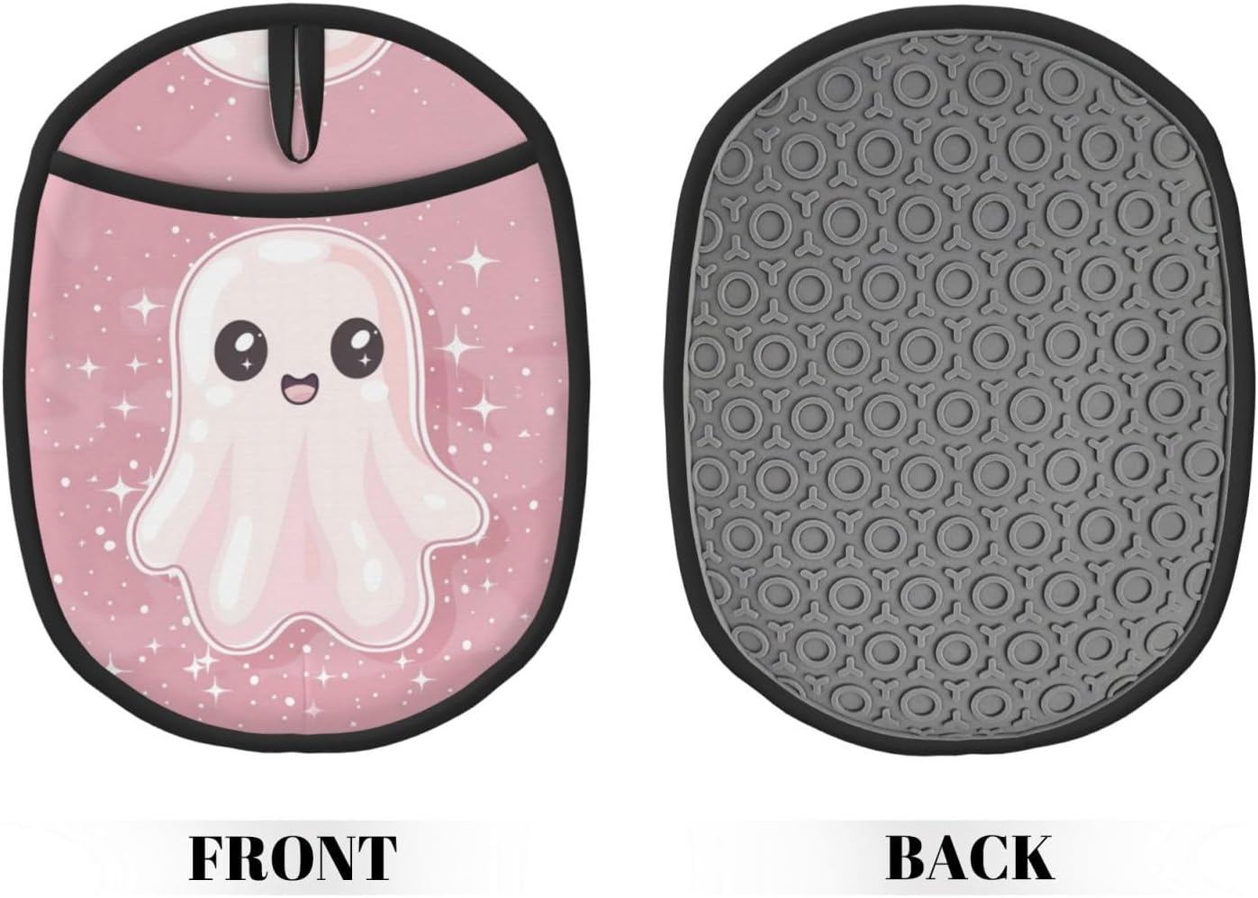 Cute Halloween Pink Ghost silicone Pot Holder with Hanging Loop