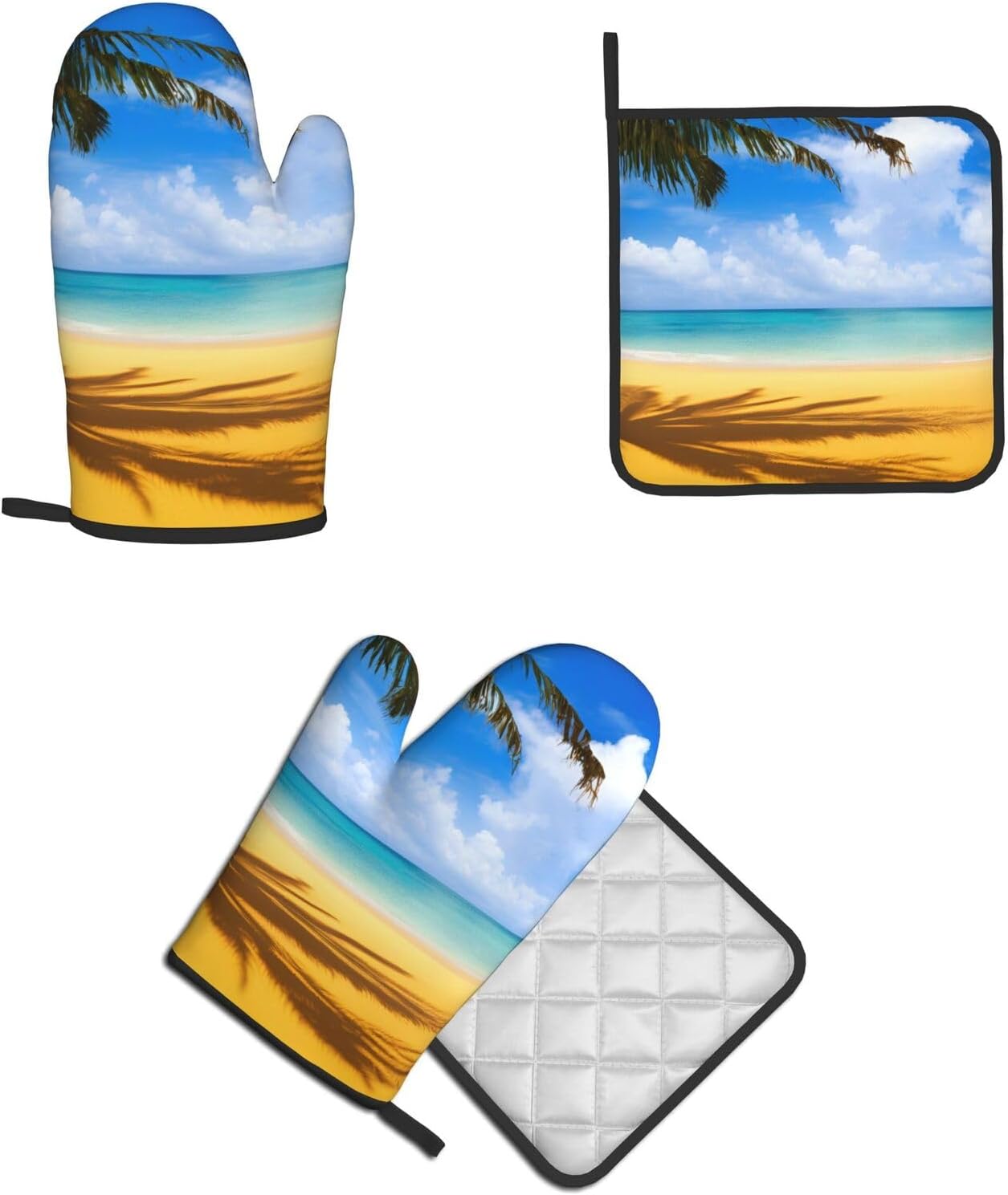 Sunset Palm Printed Oven Mitts and Pot Holders 2pcs Set