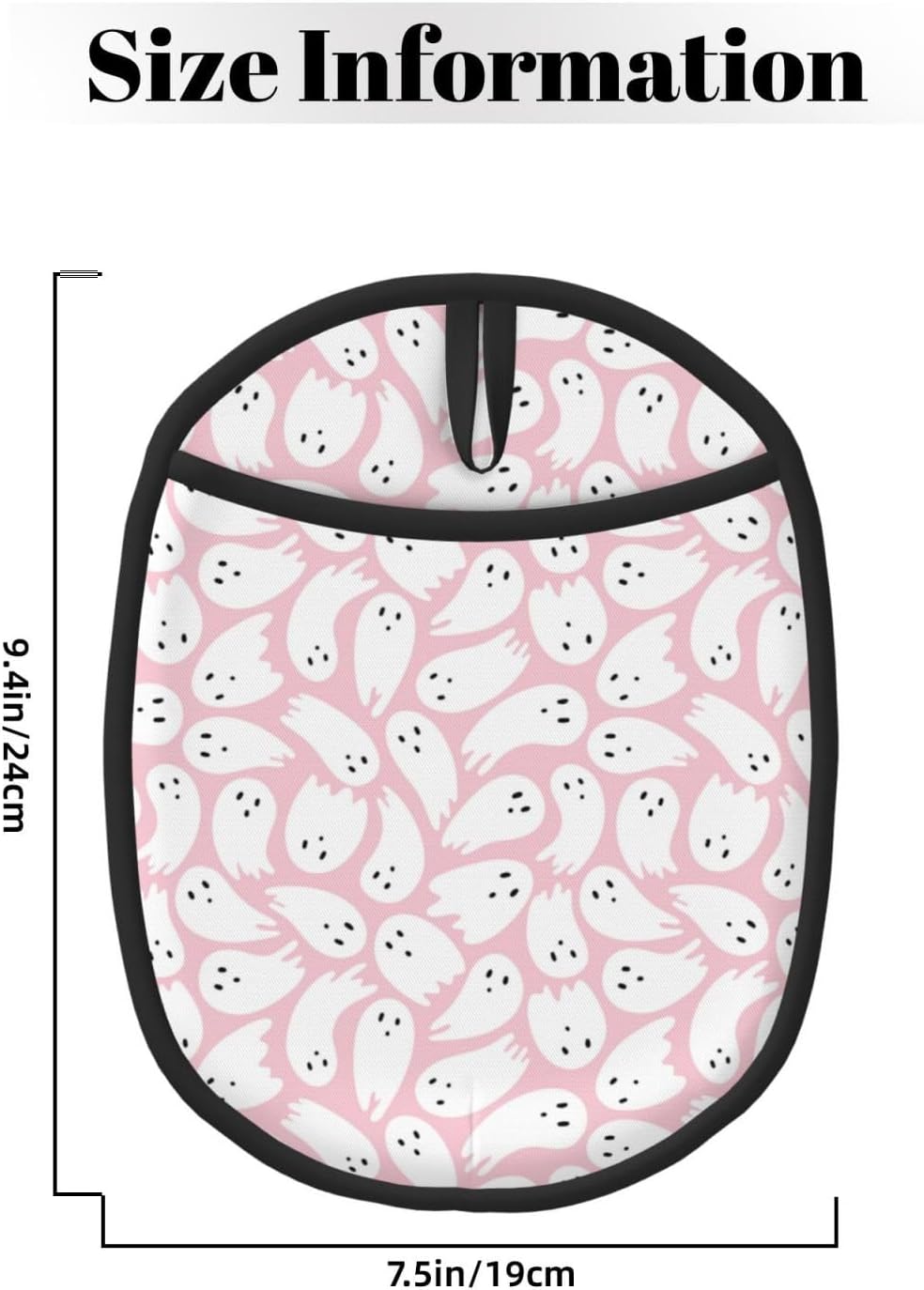 Halloween Pink Ghost Heat-Resistant Potholders Durable Kitchen Tools with Storage Loop
