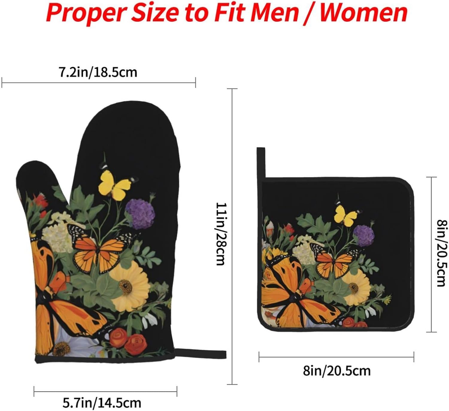 Beautiful Butterfly Oven Mitts Set