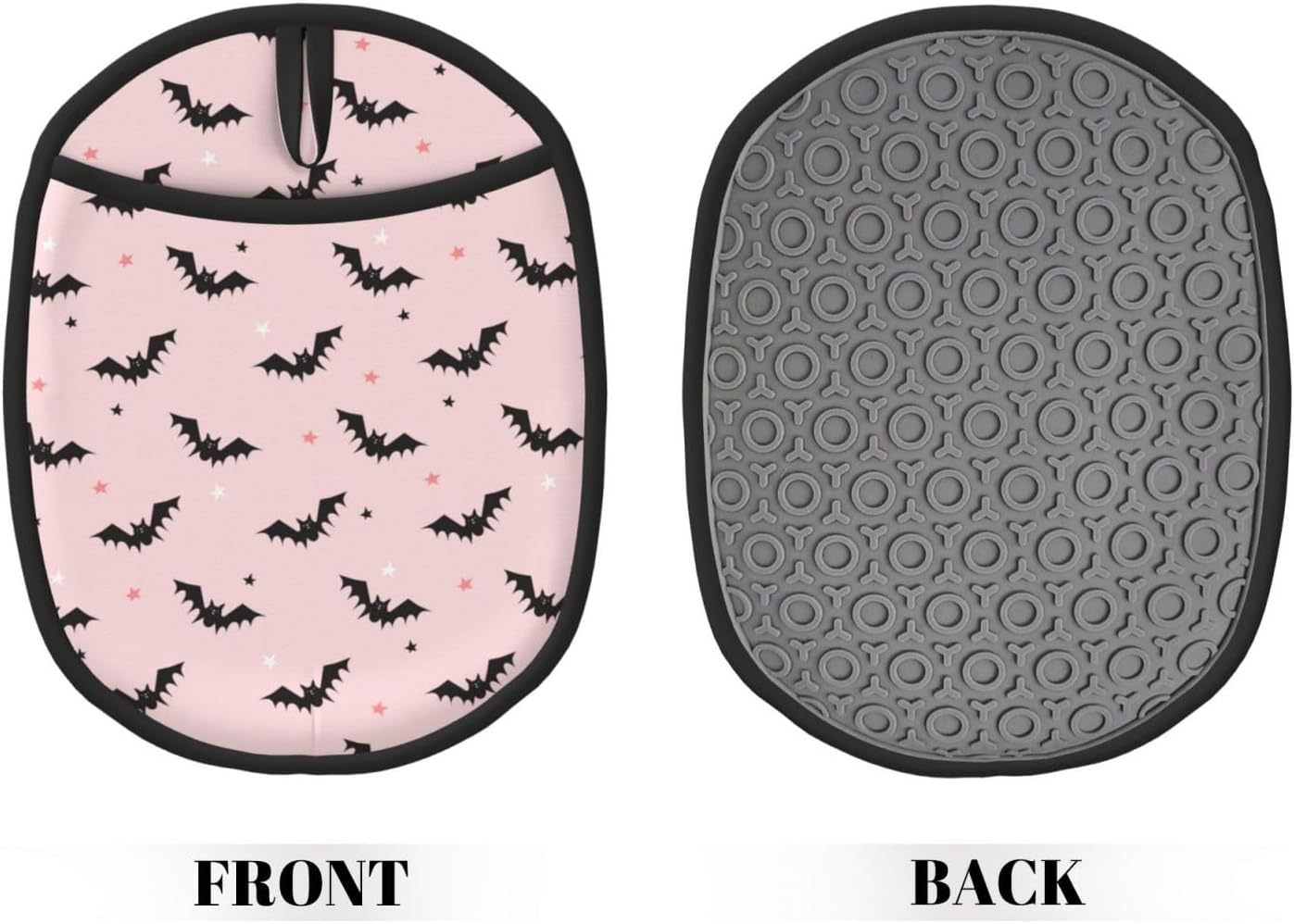 Halloween Spooktacular Potholders Cats Bats Pinks in Silicone Heat-Resistant Design