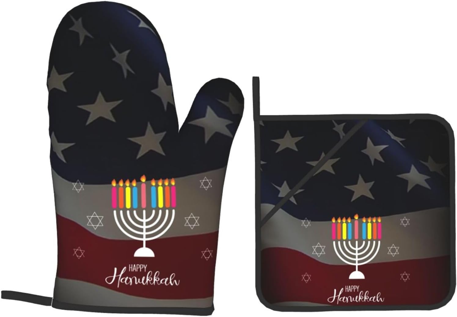 Happy Hanukkah 2023 4 Piece Oven Mitts and Pot Holders Set
