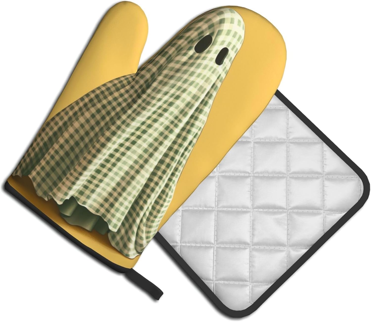 Halloween Ghost Oven Mitts Set for Heat-Resistant Cooking