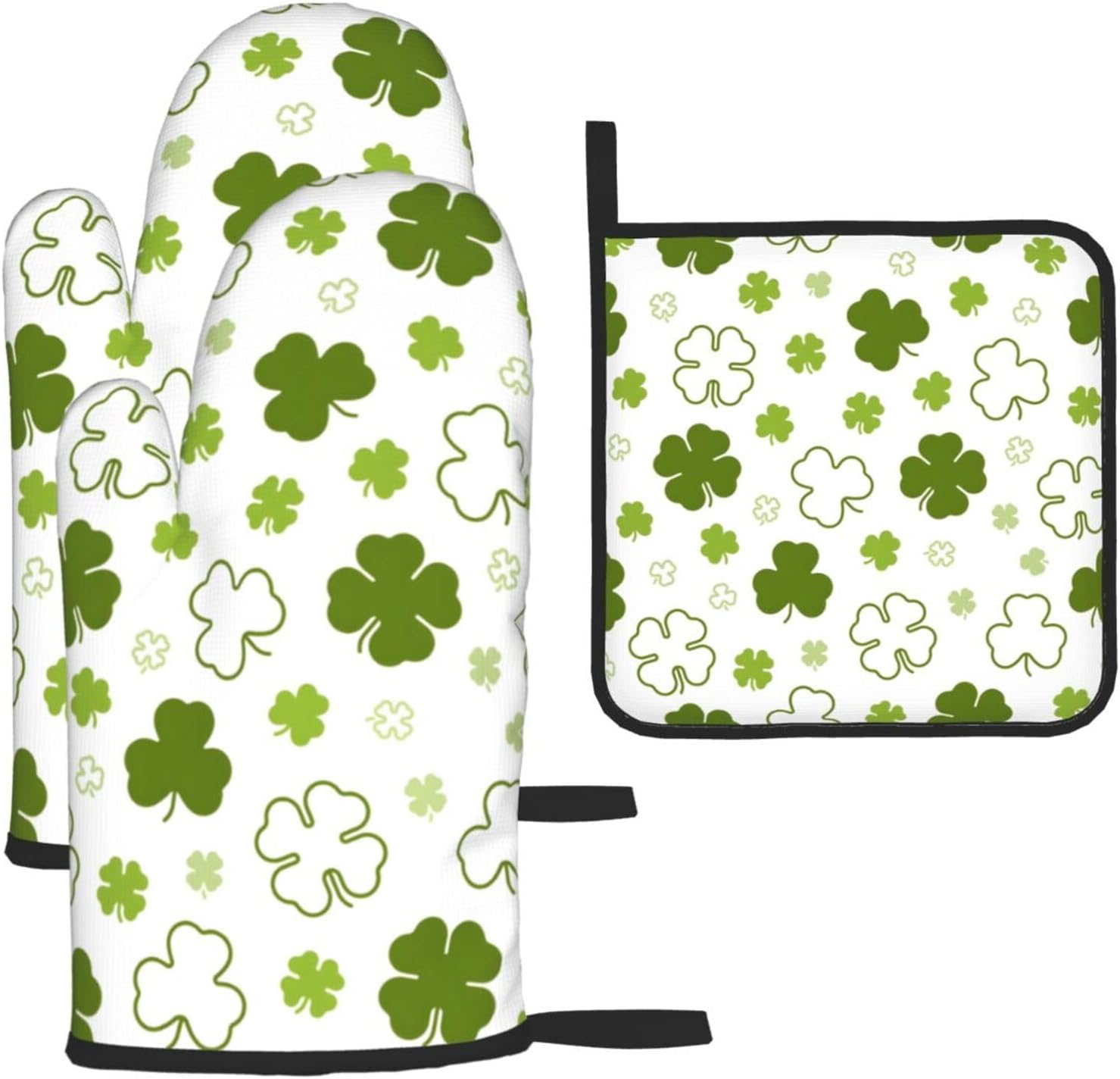 St Patricks Day Heat-Resistant Oven Mitts Poholders Set