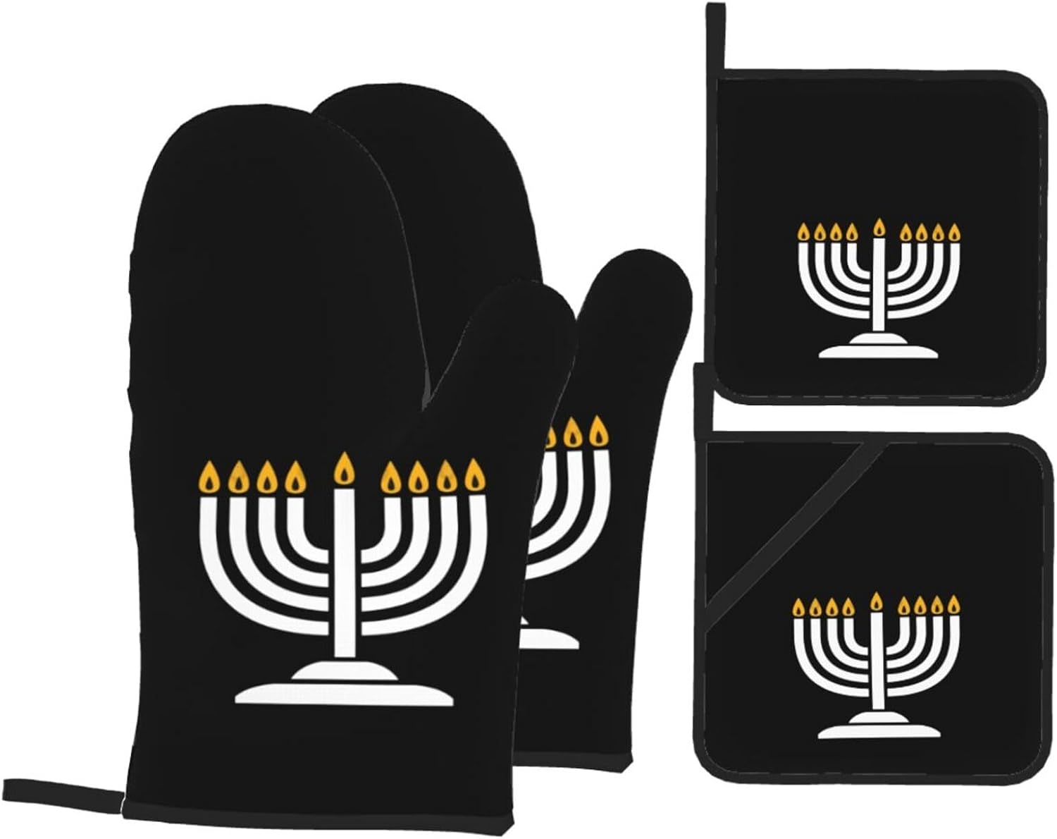 Happy Hanukkah Oven Mitts and Pot Holders Set 4 PCS 1