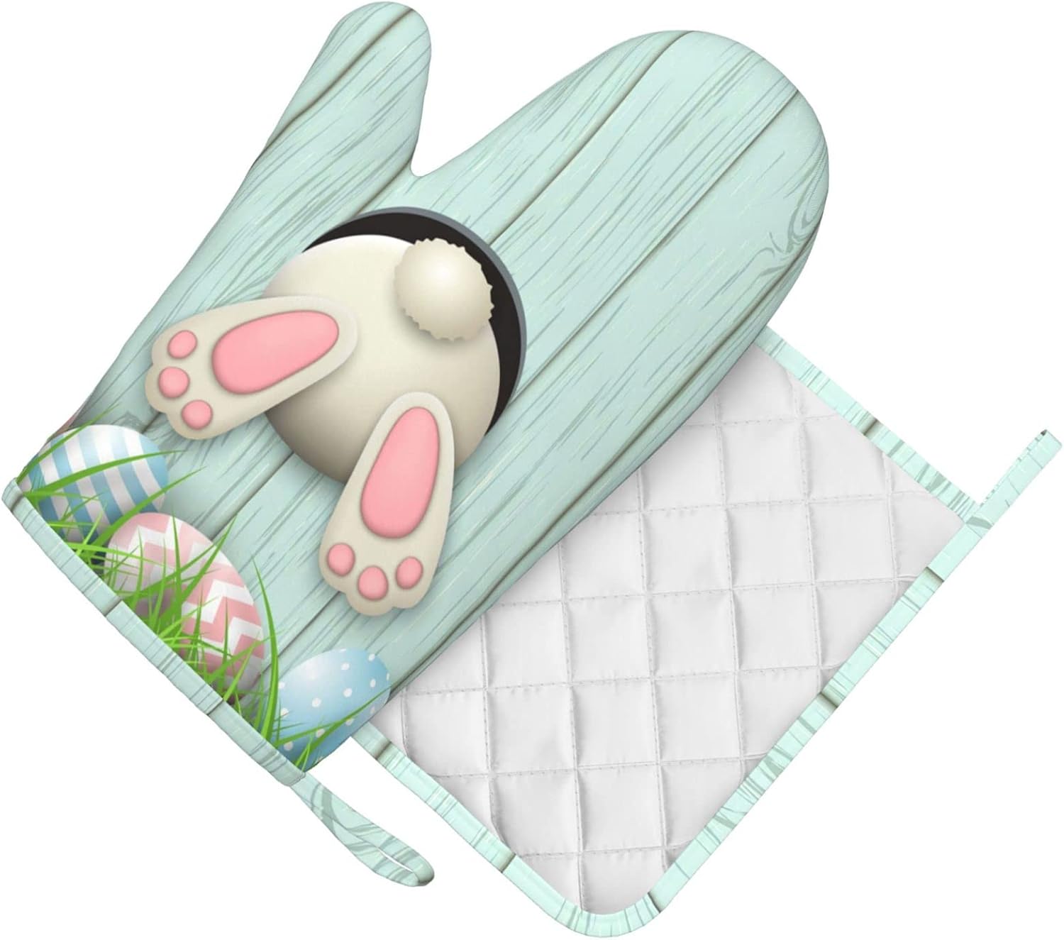 Easter Bunny Oven Mitts Set of 2 - White Adorn Your Kitchen