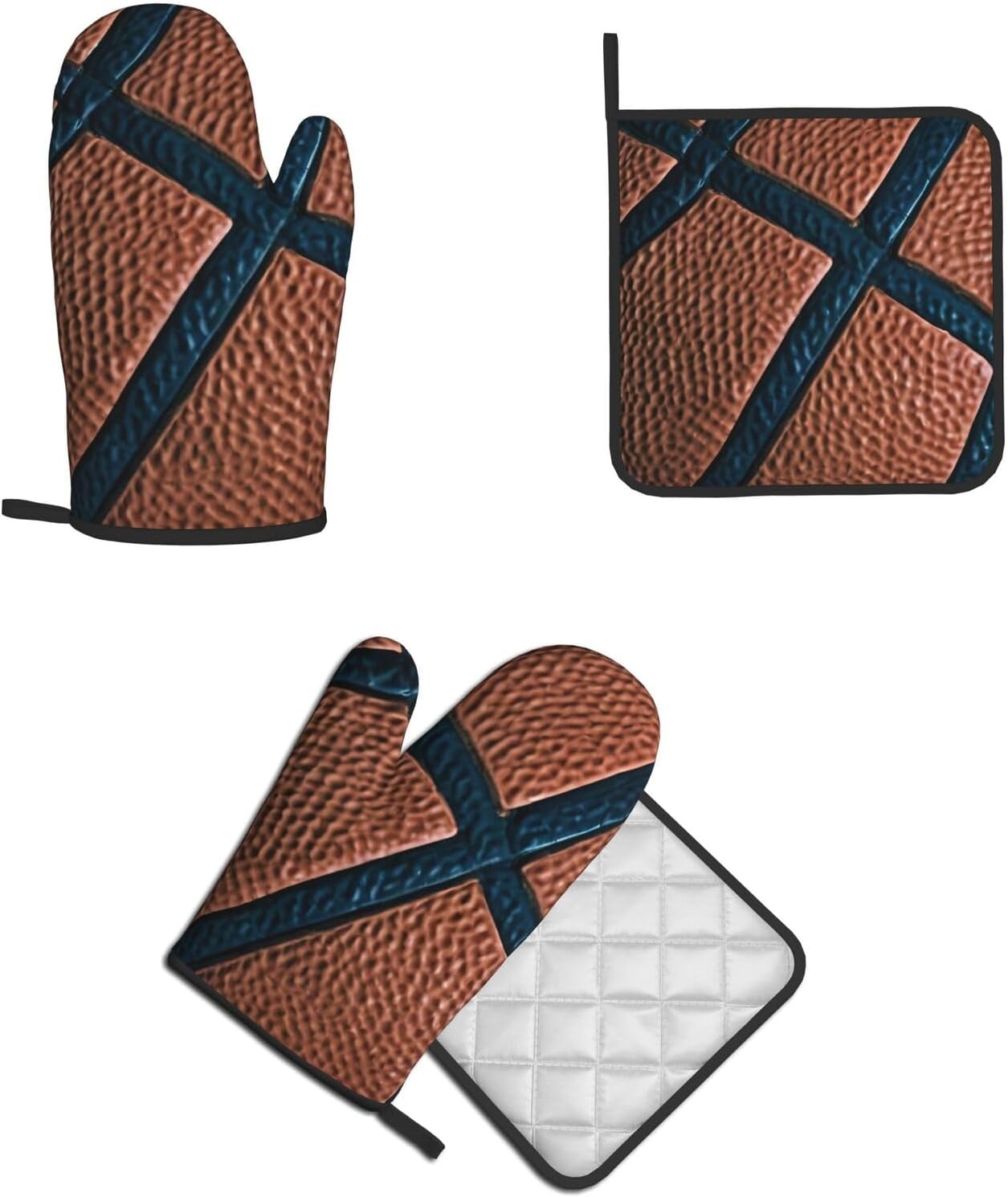 Basketball-Powered Oven Mitts Pot Holders Set