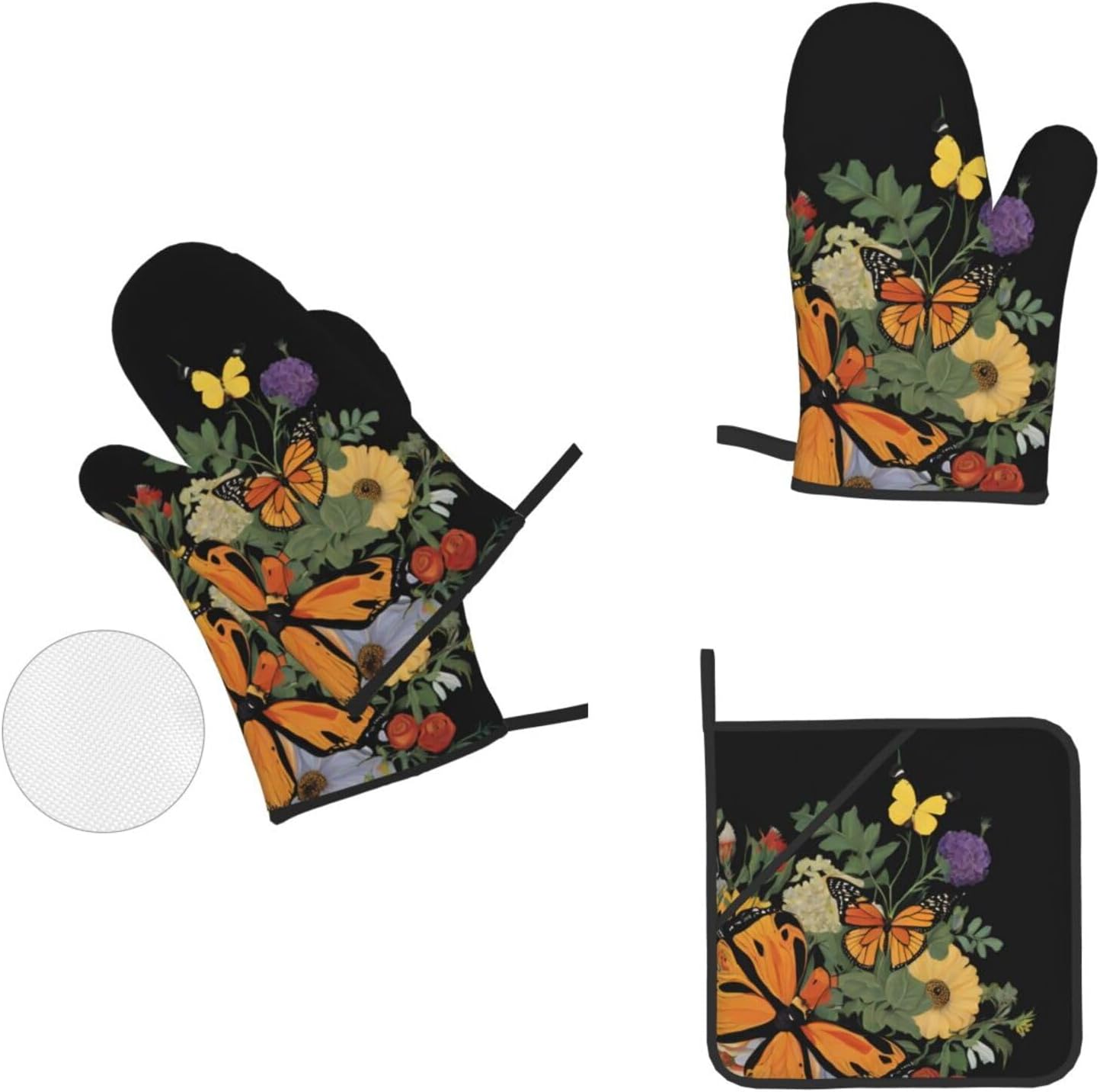 Beautiful Butterfly Oven Mitts Set