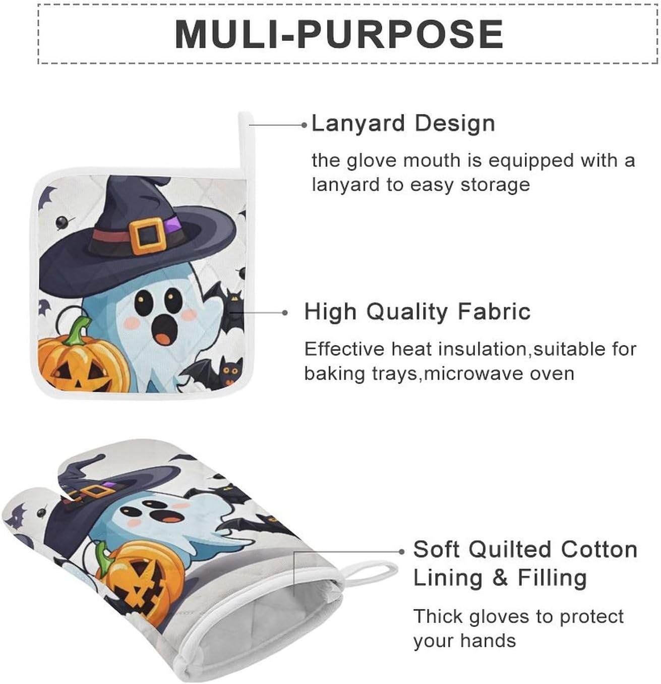 scematician Halloween Ghost Oven Mitts Set Cooking Comfort You Can Count On