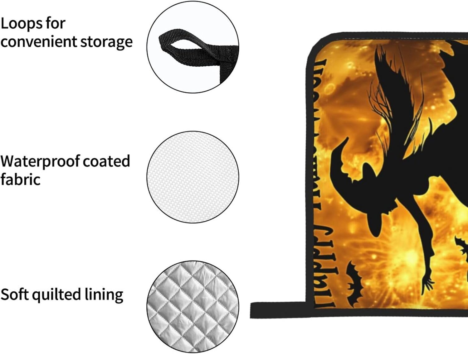 Halloween Thermal Oven Mitts Set 4-Piece with Potholders