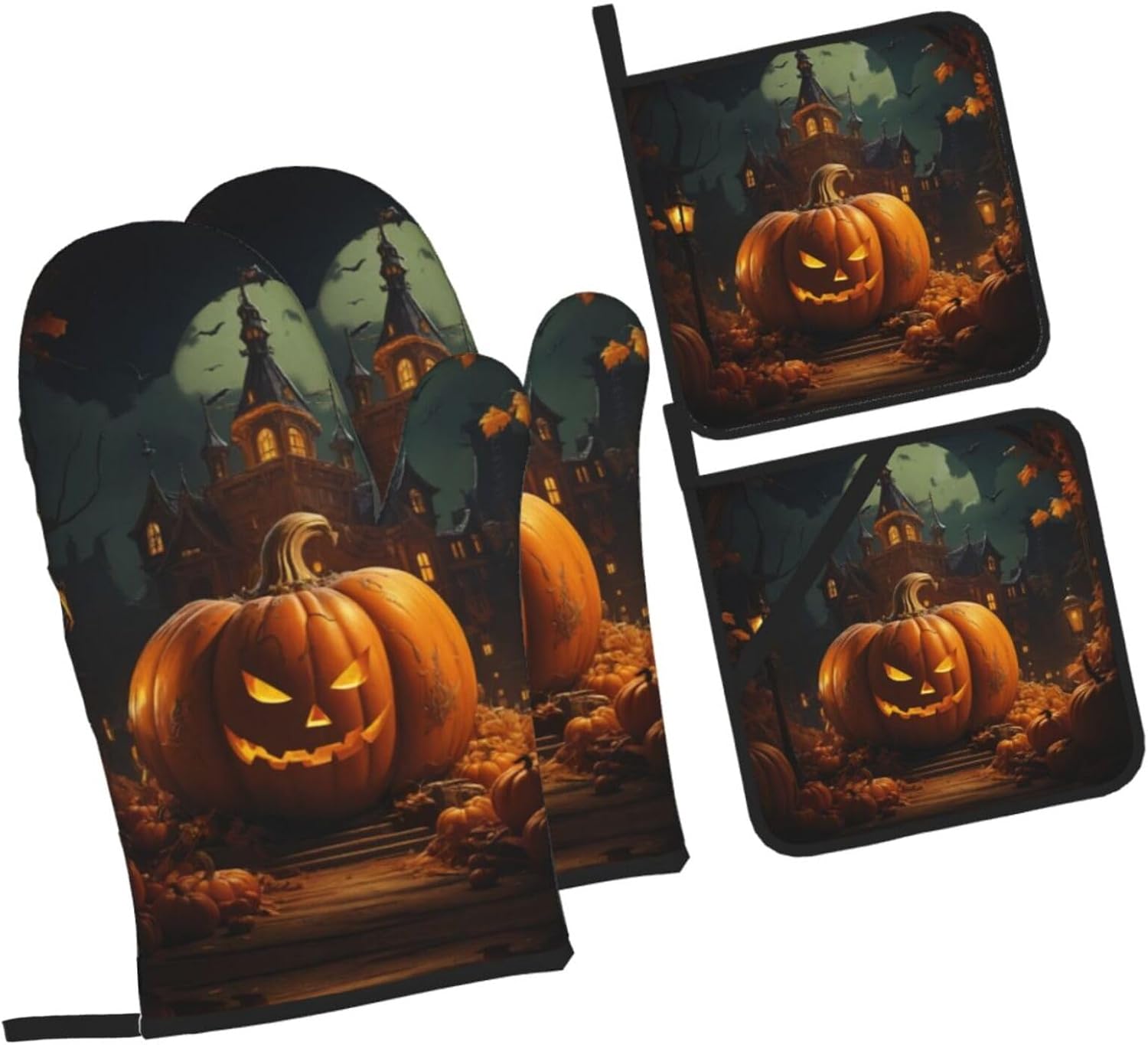 Thick Halloween Oven Mitts Set