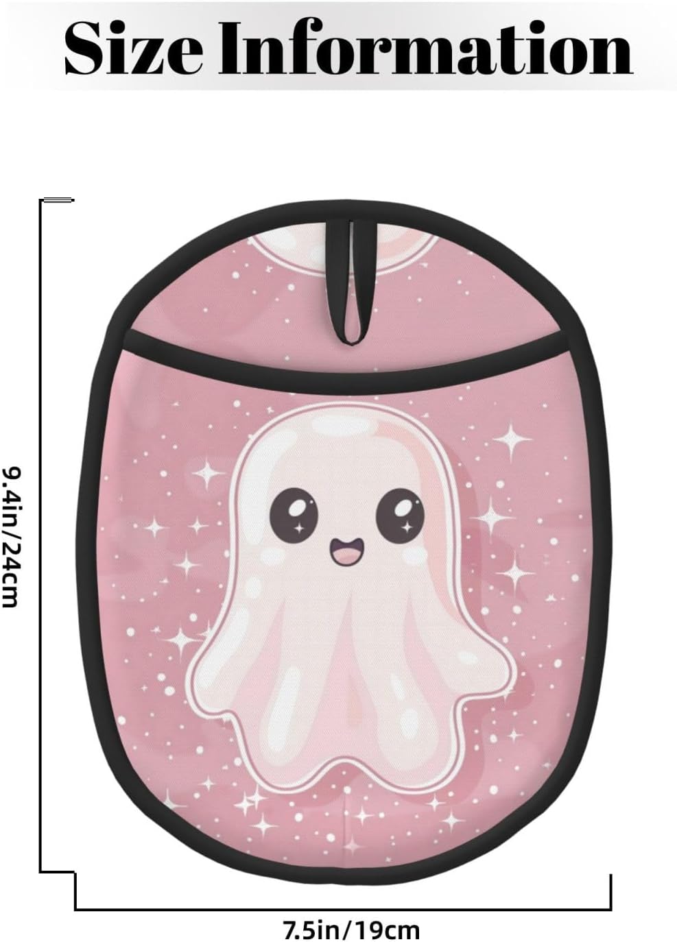 Cute Halloween Pink Ghost silicone Pot Holder with Hanging Loop