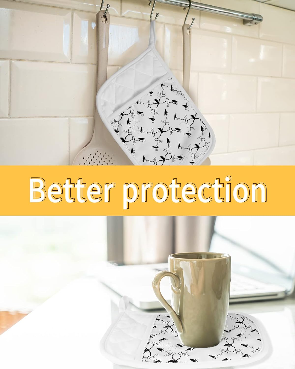 Halloween Heat-Resistant Potholders Set of 5 - Oven Mitts for Kitchen Use