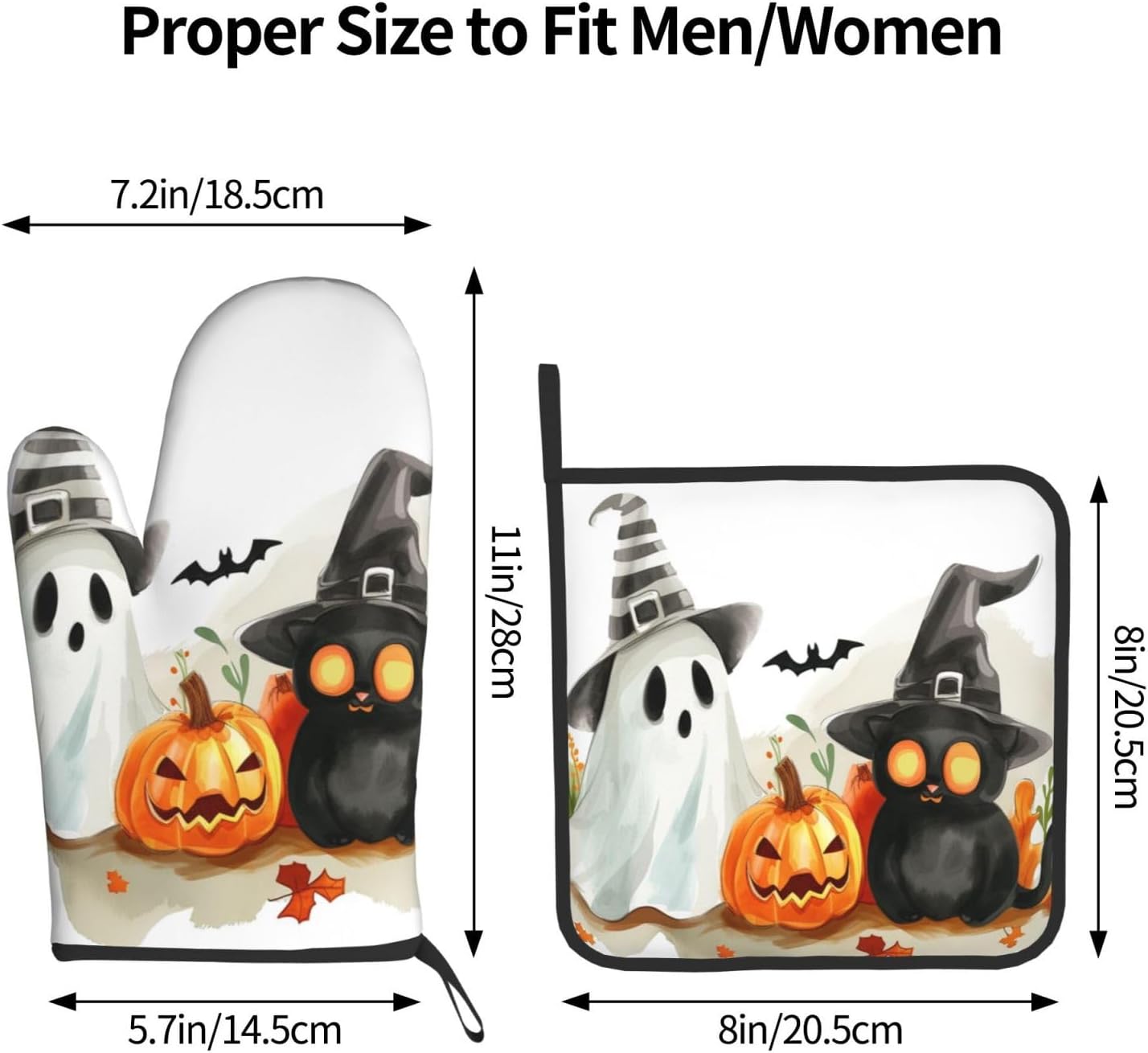 Cute Halloween Ghost Oven Mitts Set