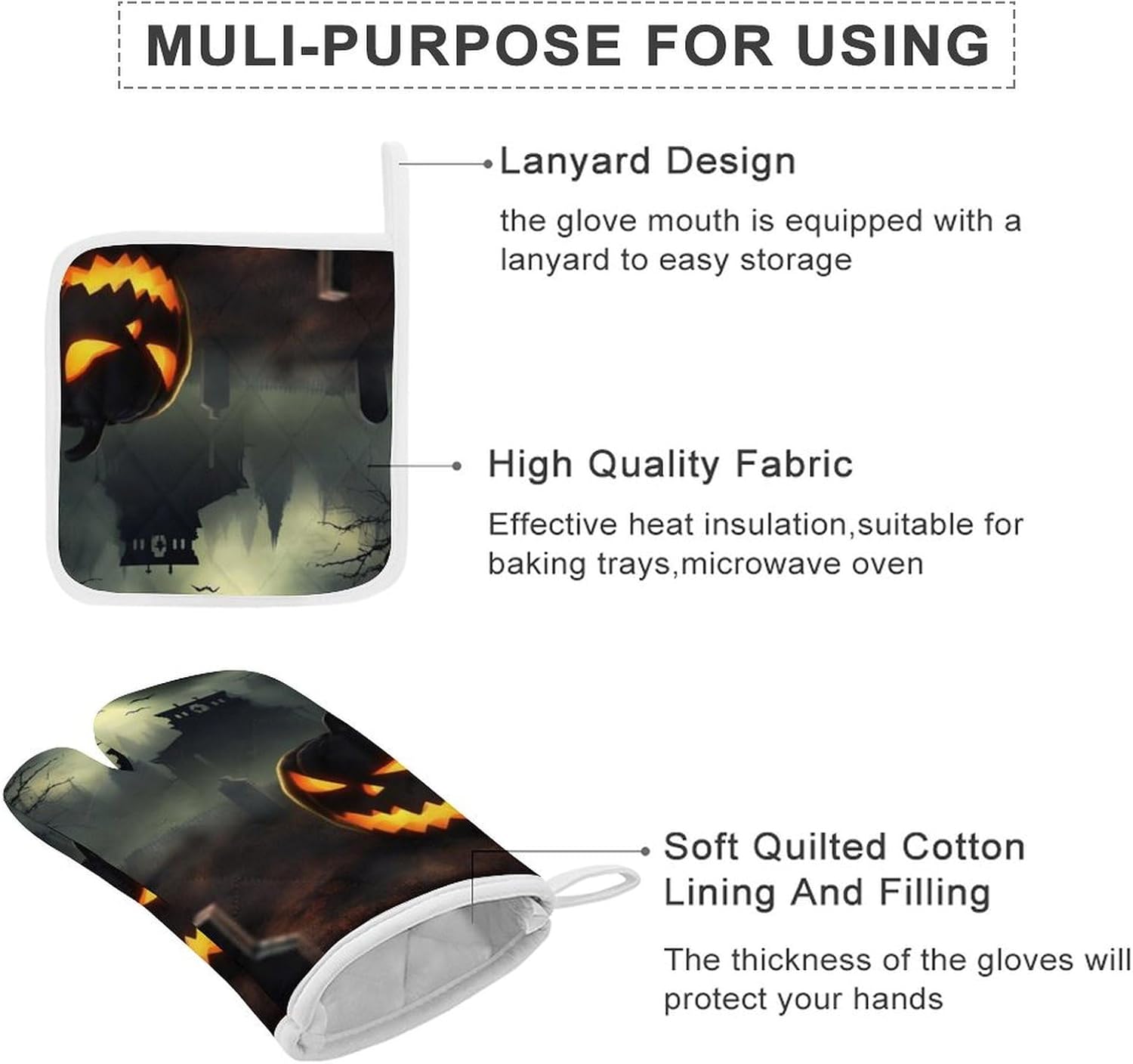 Halloween Horror Oven Gloves Pot Holders Set