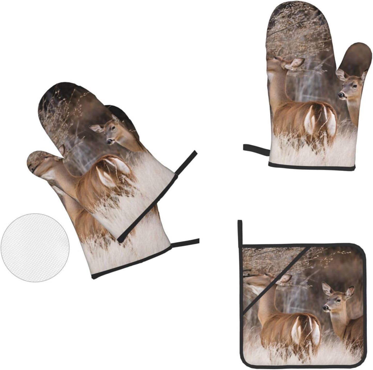 Free Whitetail Deer Oven Mitts Pot Holders 4pcs Set