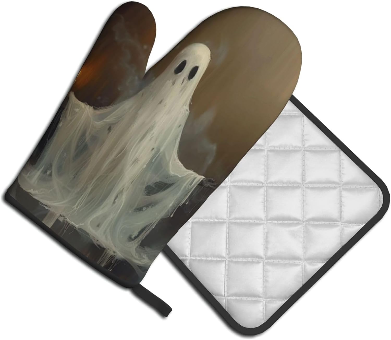 Gjieliness Halloween Ghost and Candle Oven Mitts Set