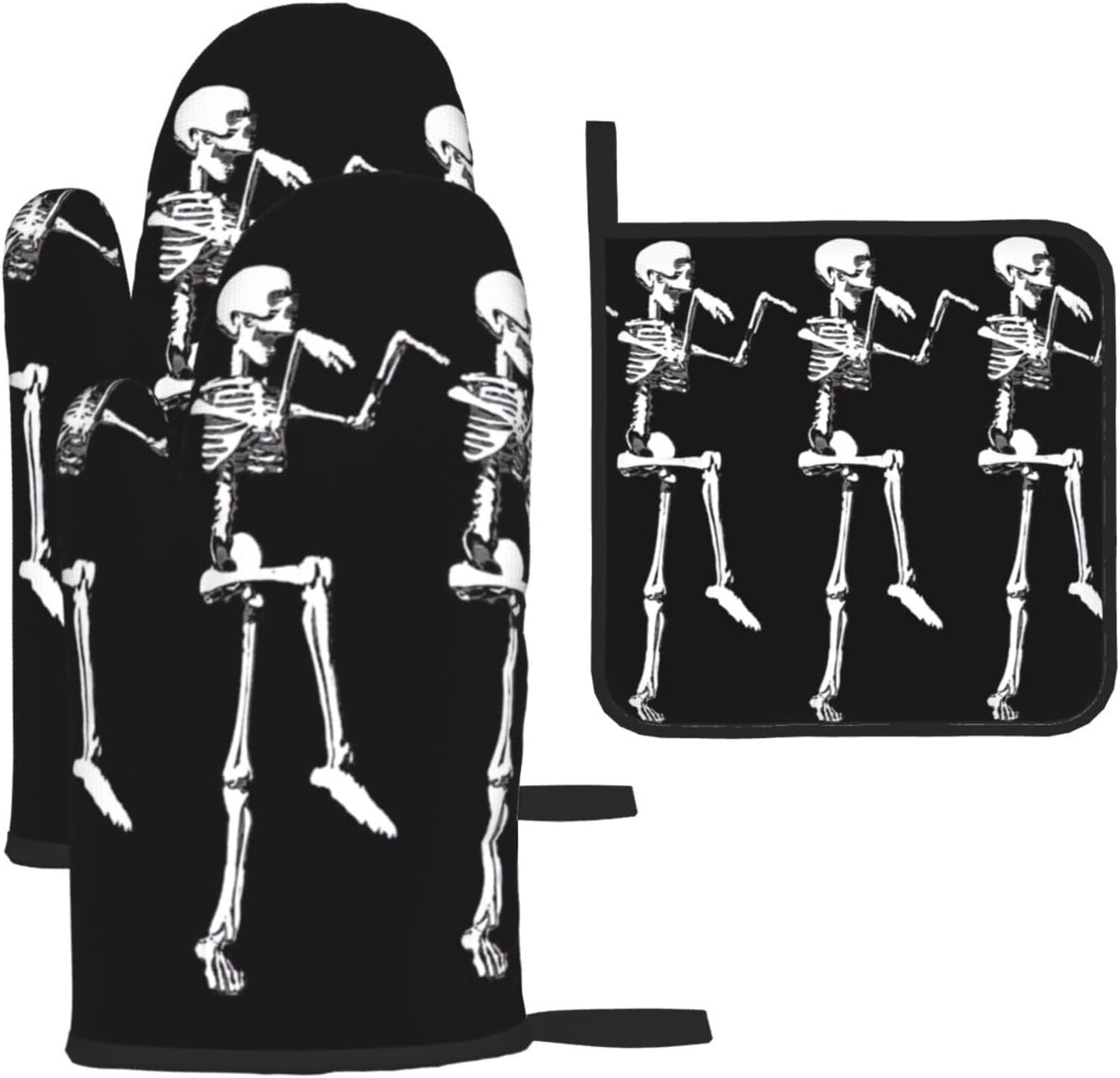 XULLZH Halloween Skeleton Pot Holder Set