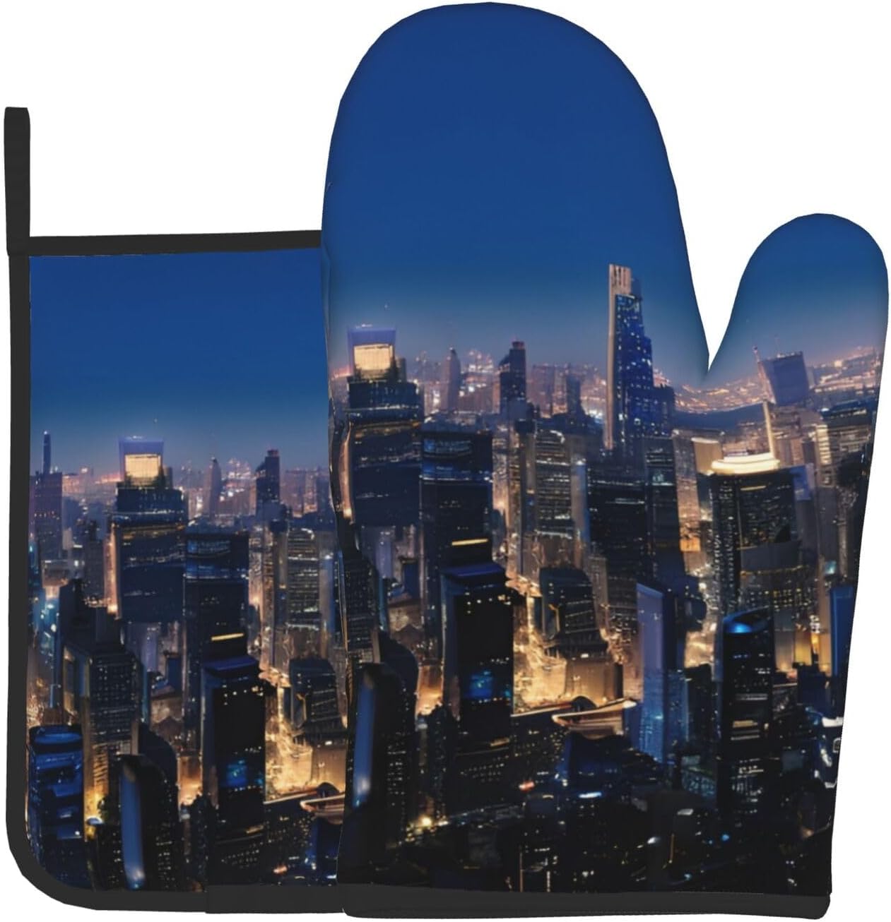 Los Angeles Skyline Prints Oven Mitt Pot Holder Set