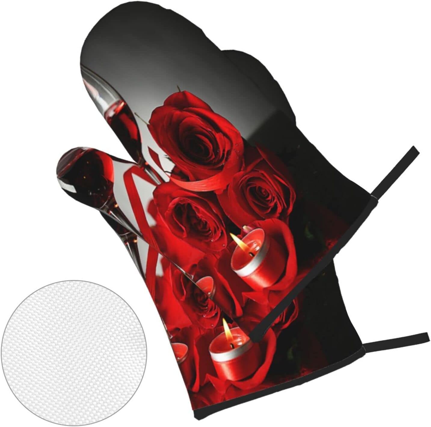 DONMYER Red Rose Oven Mitts and Pot Holders Set of 4