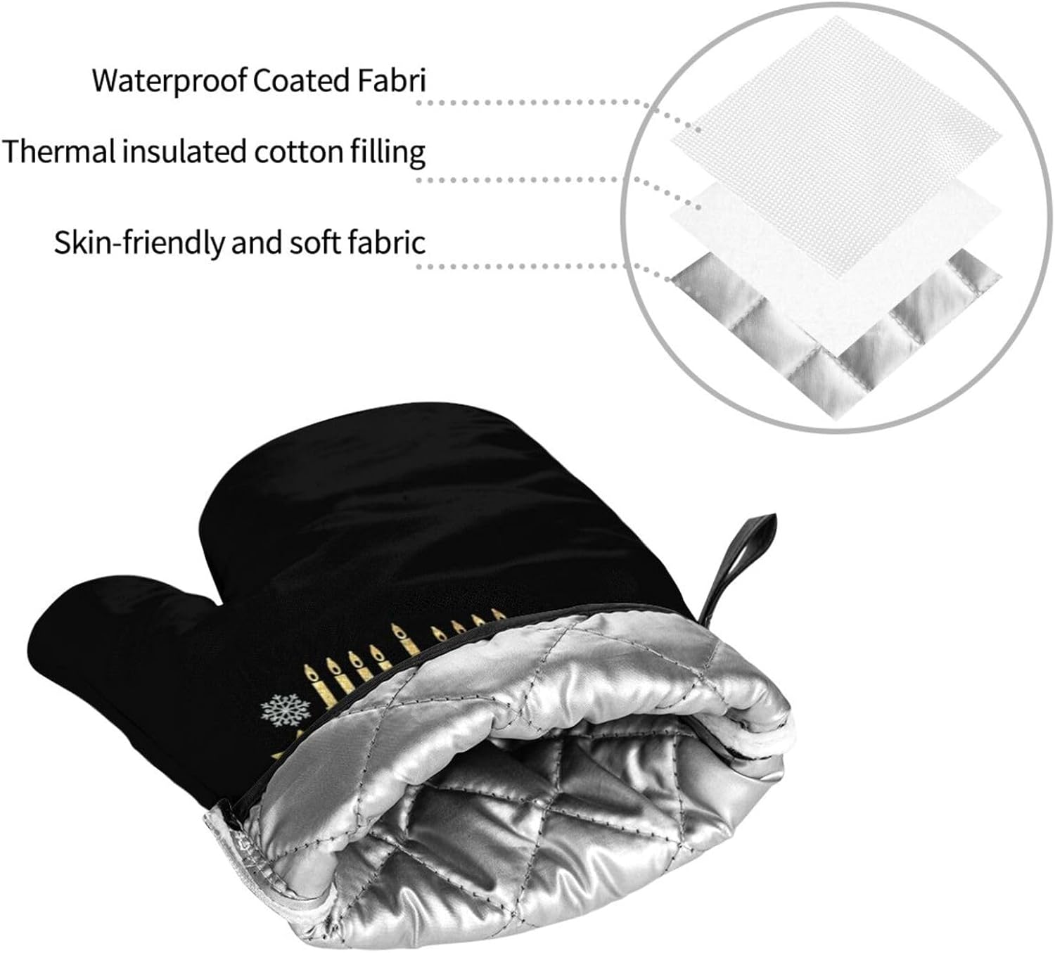 RqwaaedHappy Hanukkah Oven Mitts Set Heat-Resistant-Premium Oven Mitts