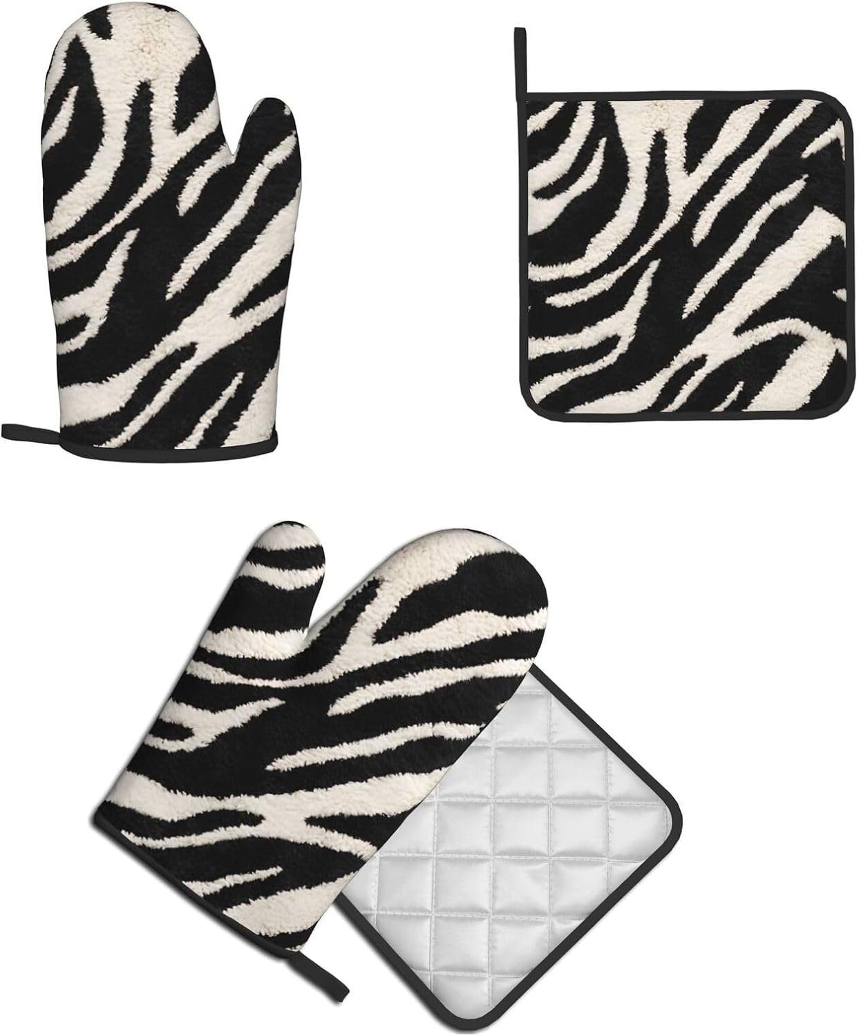 Zebra Animal Print Oven Mitts Set
