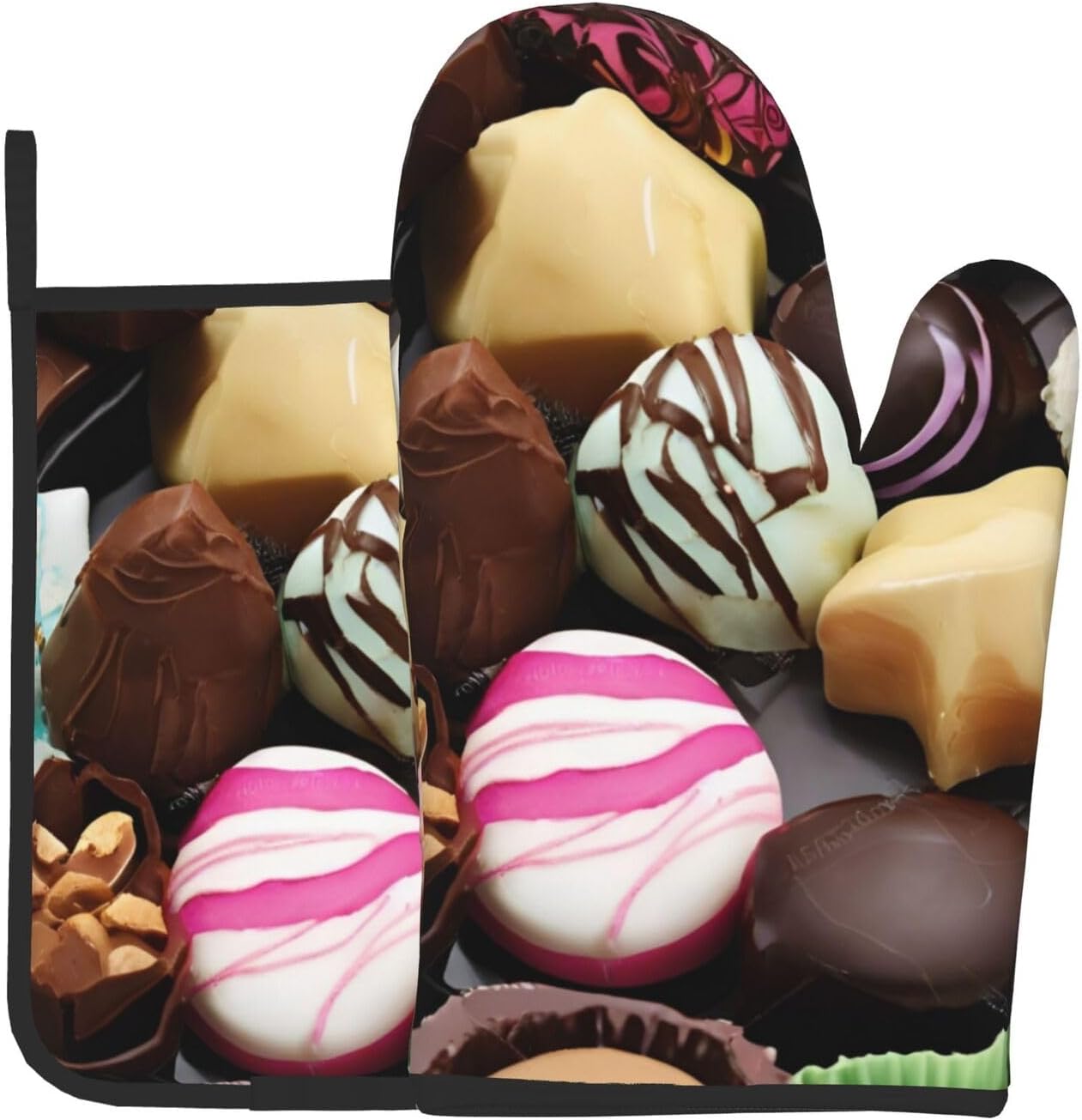 Quopvn Chocolate Printed Oven Mitts and Pot Holders Set
